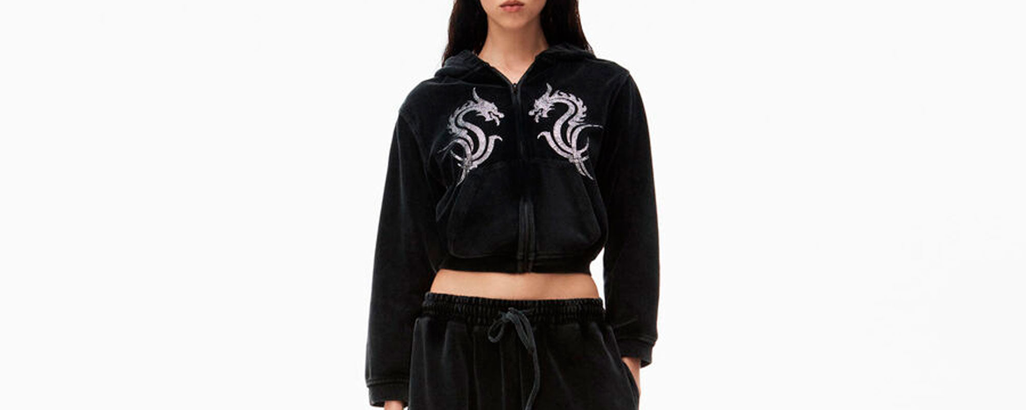 Womens Alexander Wang black Crystal-Embellished Cropped T-Shirt