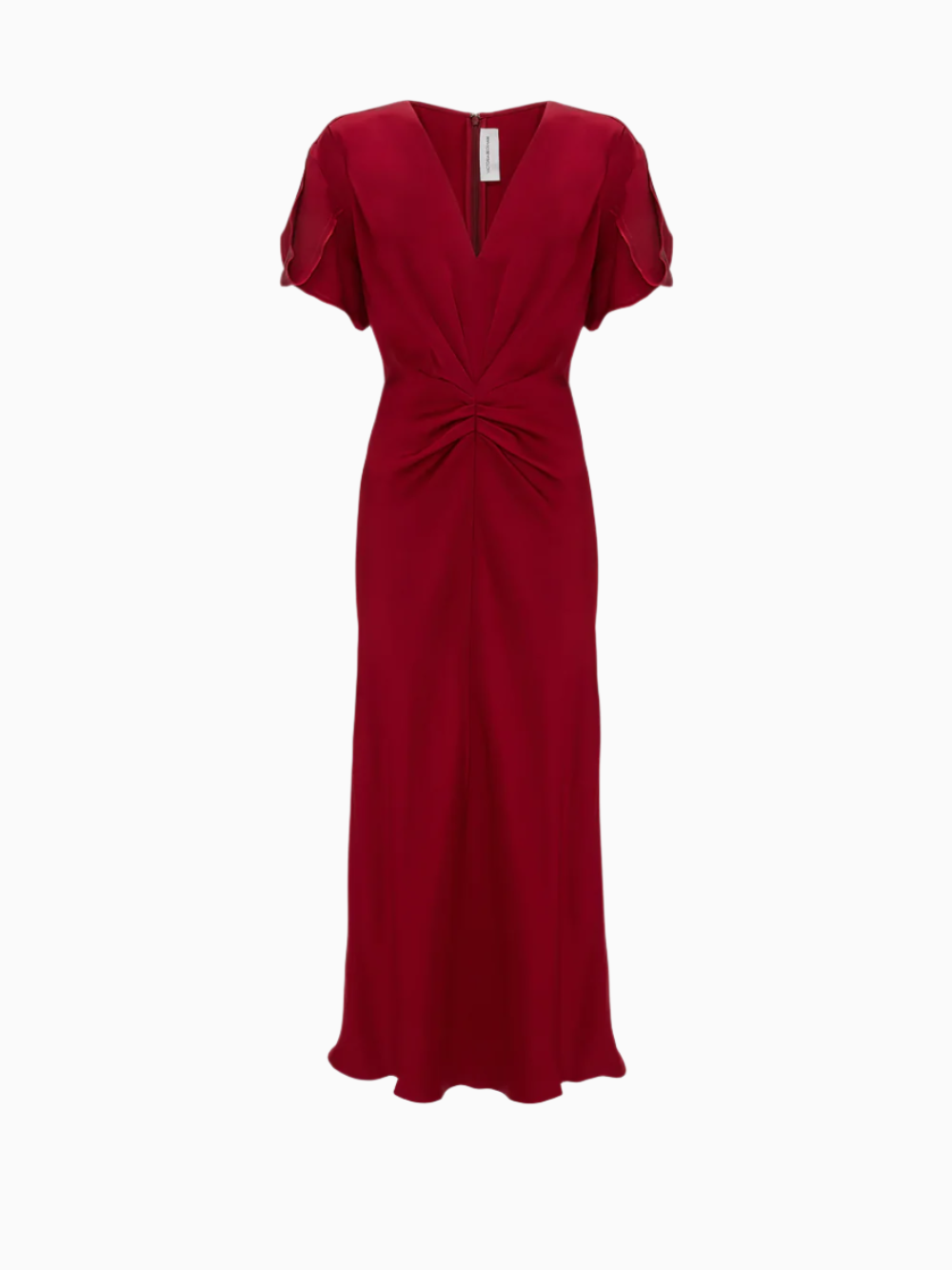 Vestido fruncido V-neck