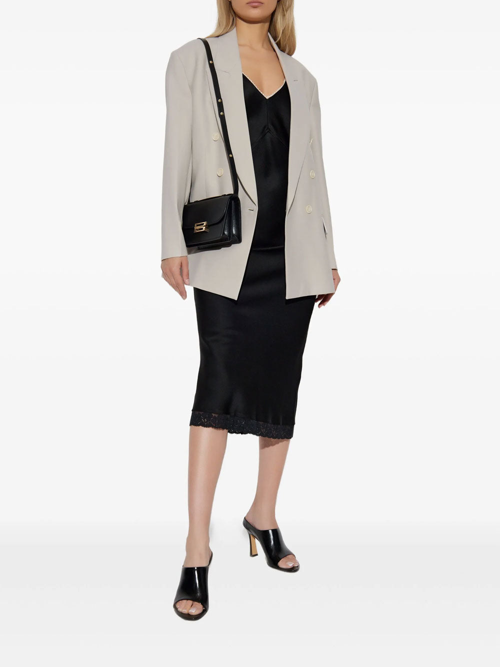 Lace-trimmed pencil skirt