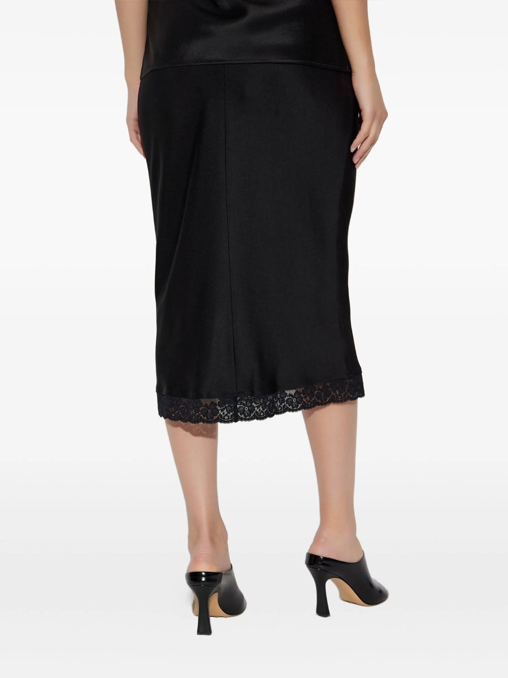 Lace-trimmed pencil skirt
