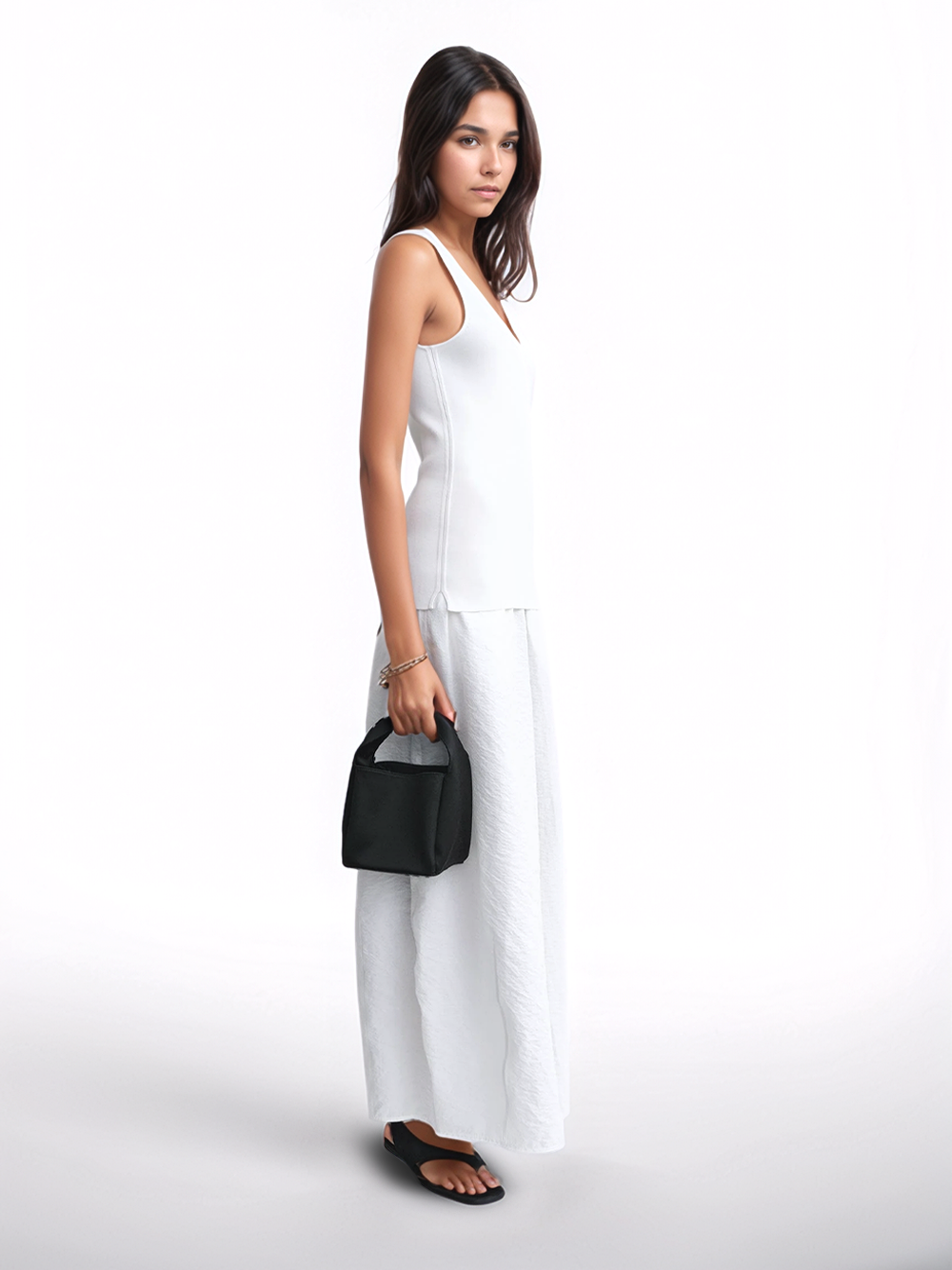 Petite satin bucket bag