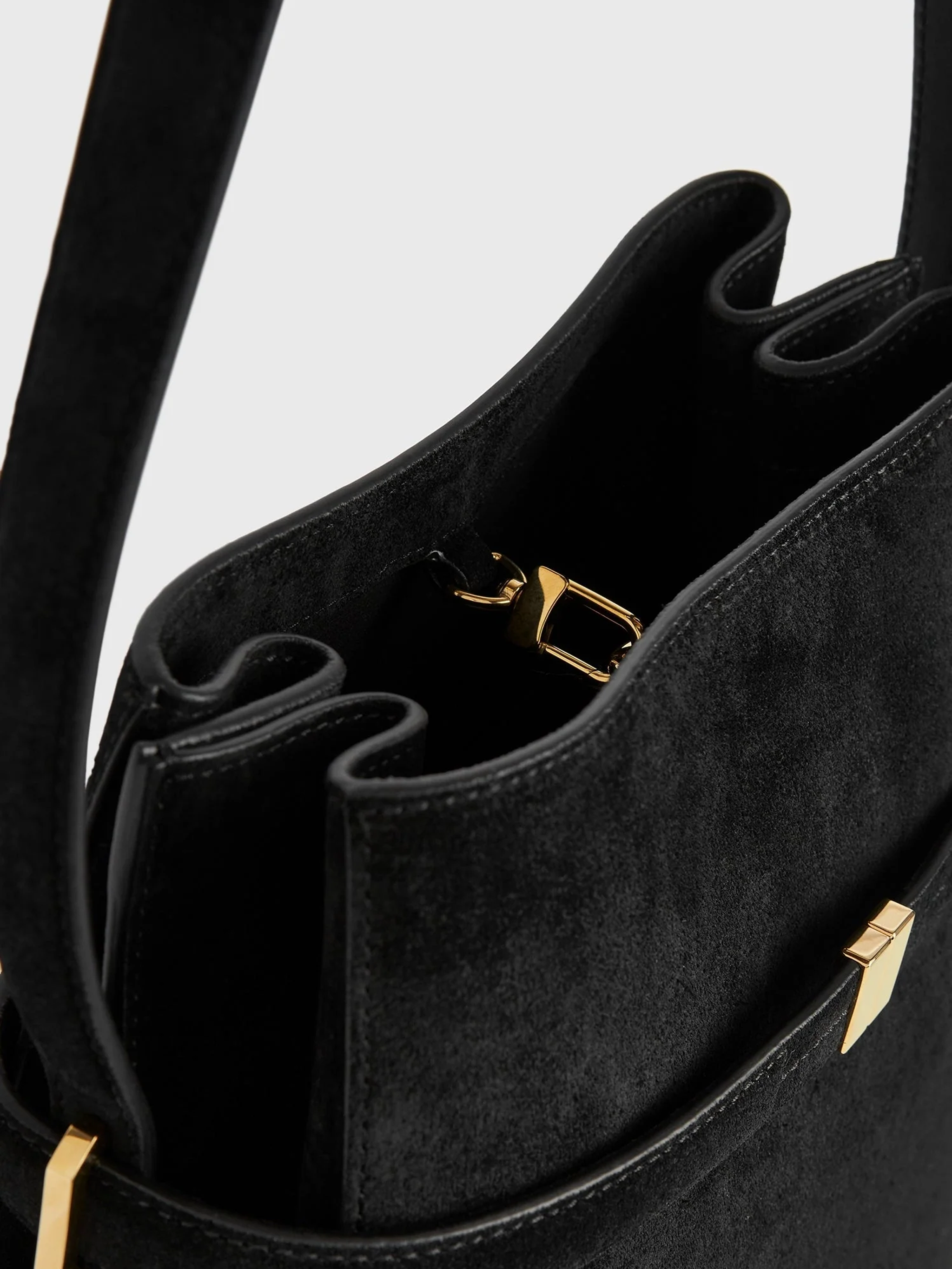 Suede bucket bag