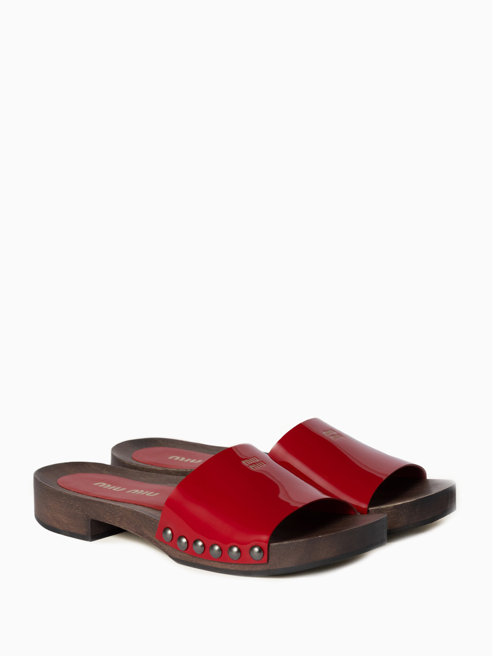 Patent leather clogs
