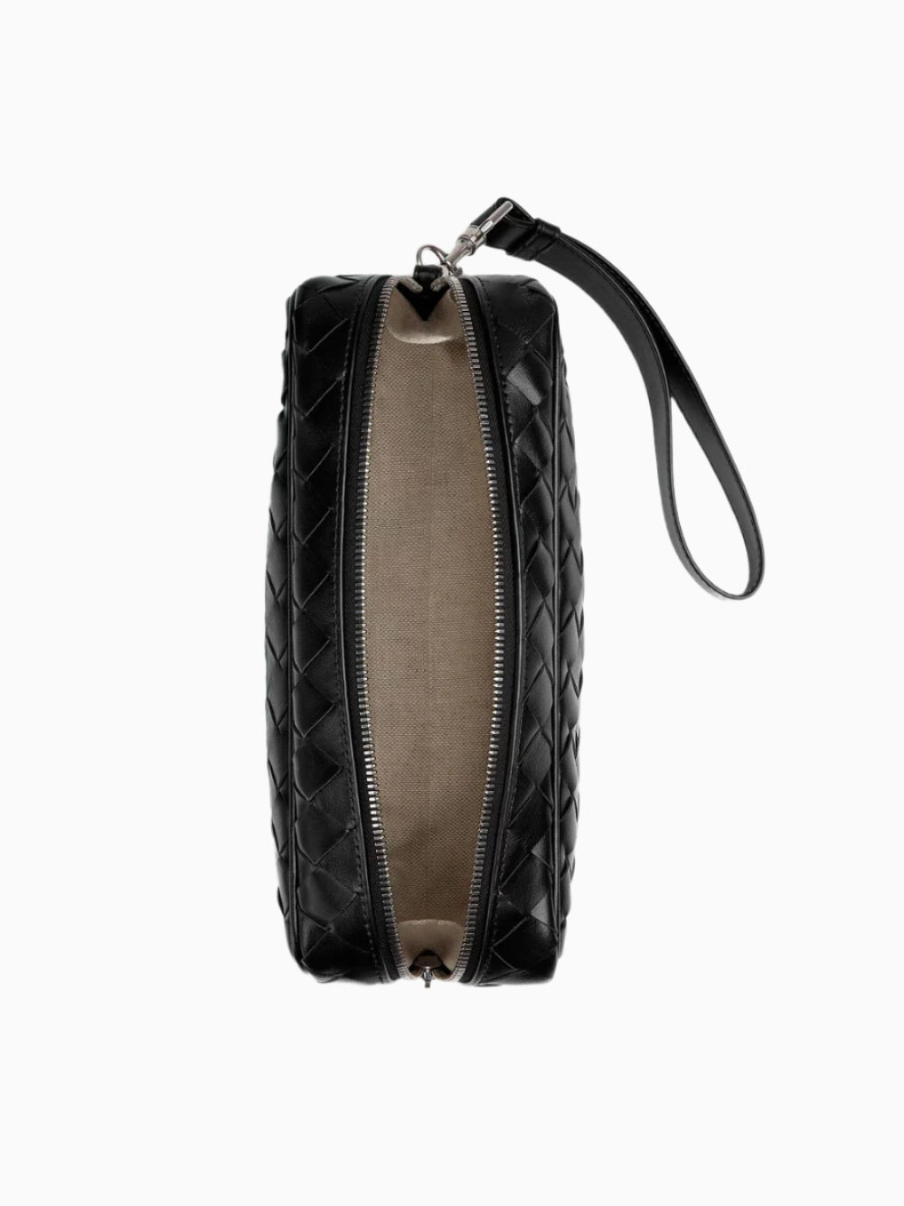 Intrecciato pouch with wristlet
