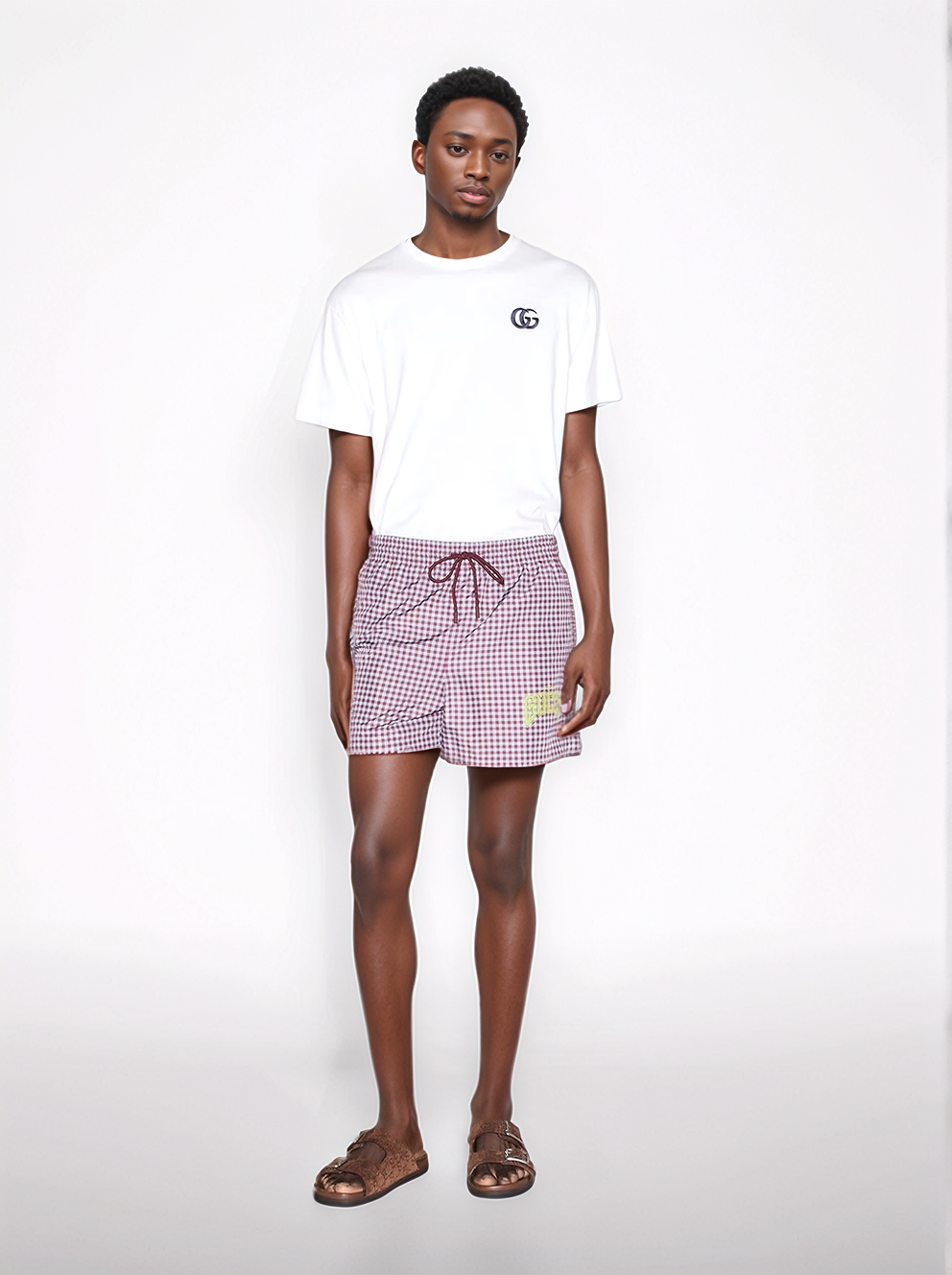 Gingham print swim shorts