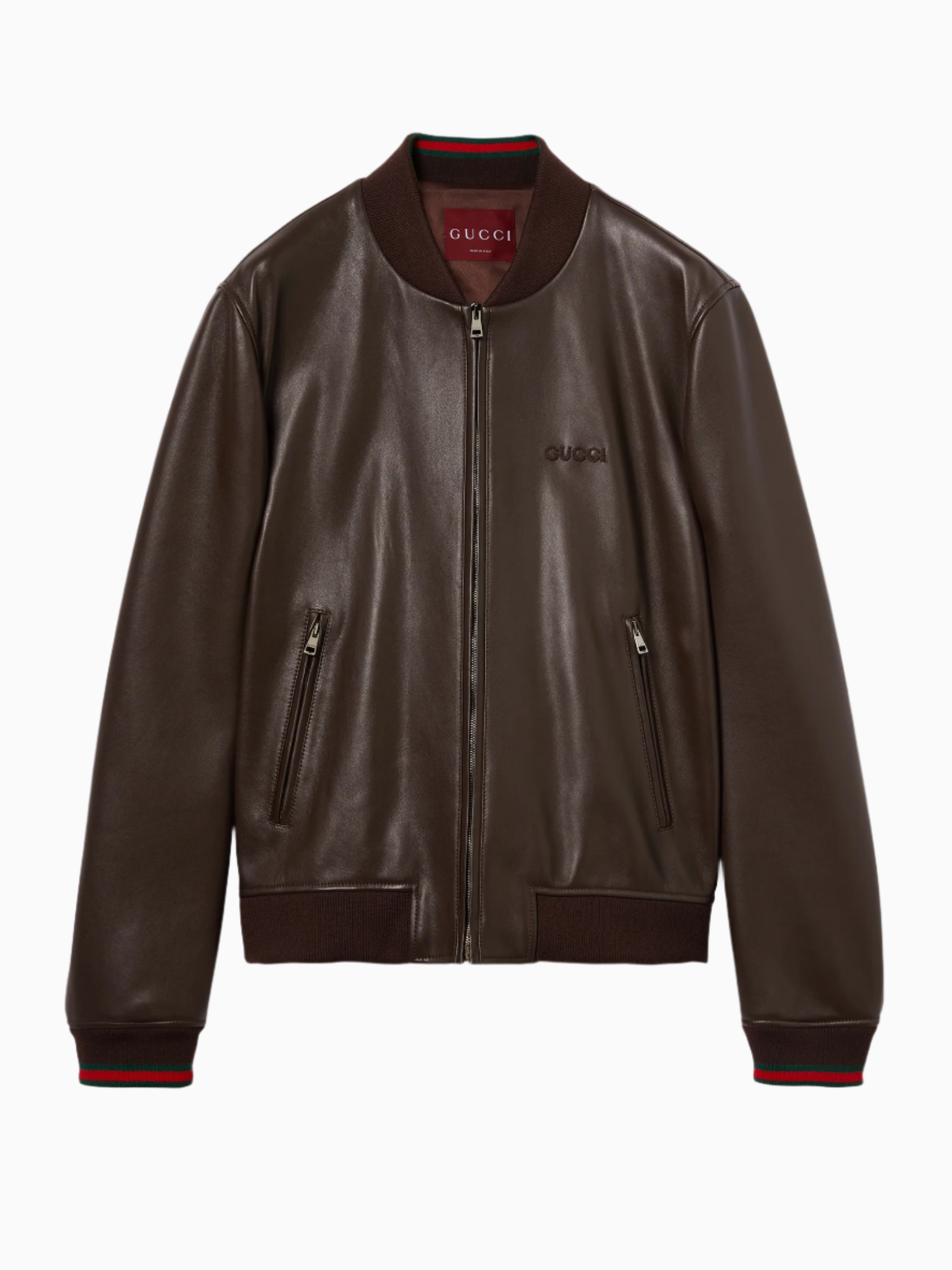 Leather bomber jacket