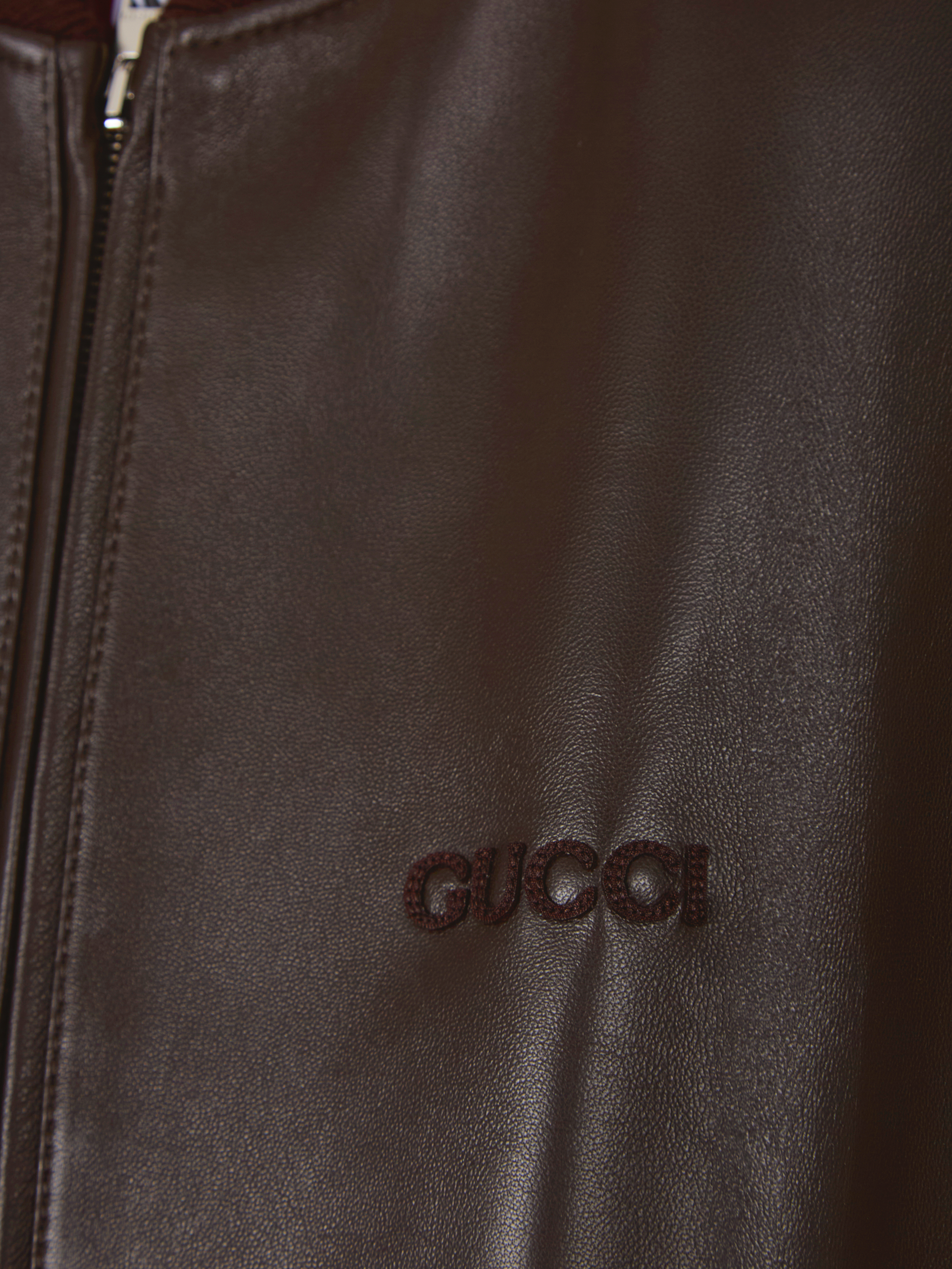 Leather bomber jacket