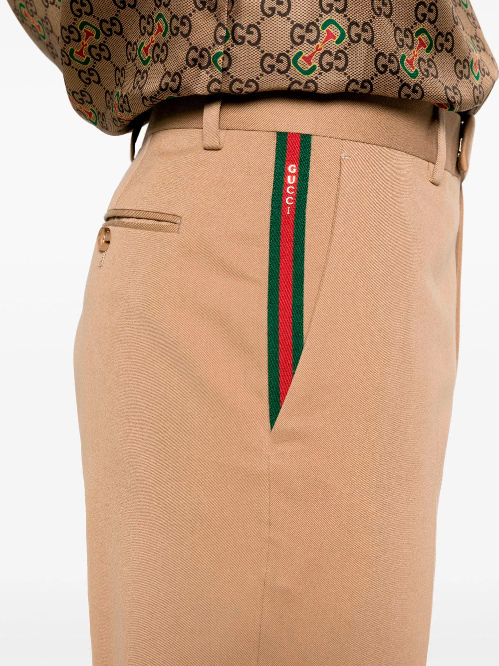 Web-stripe trim trousers