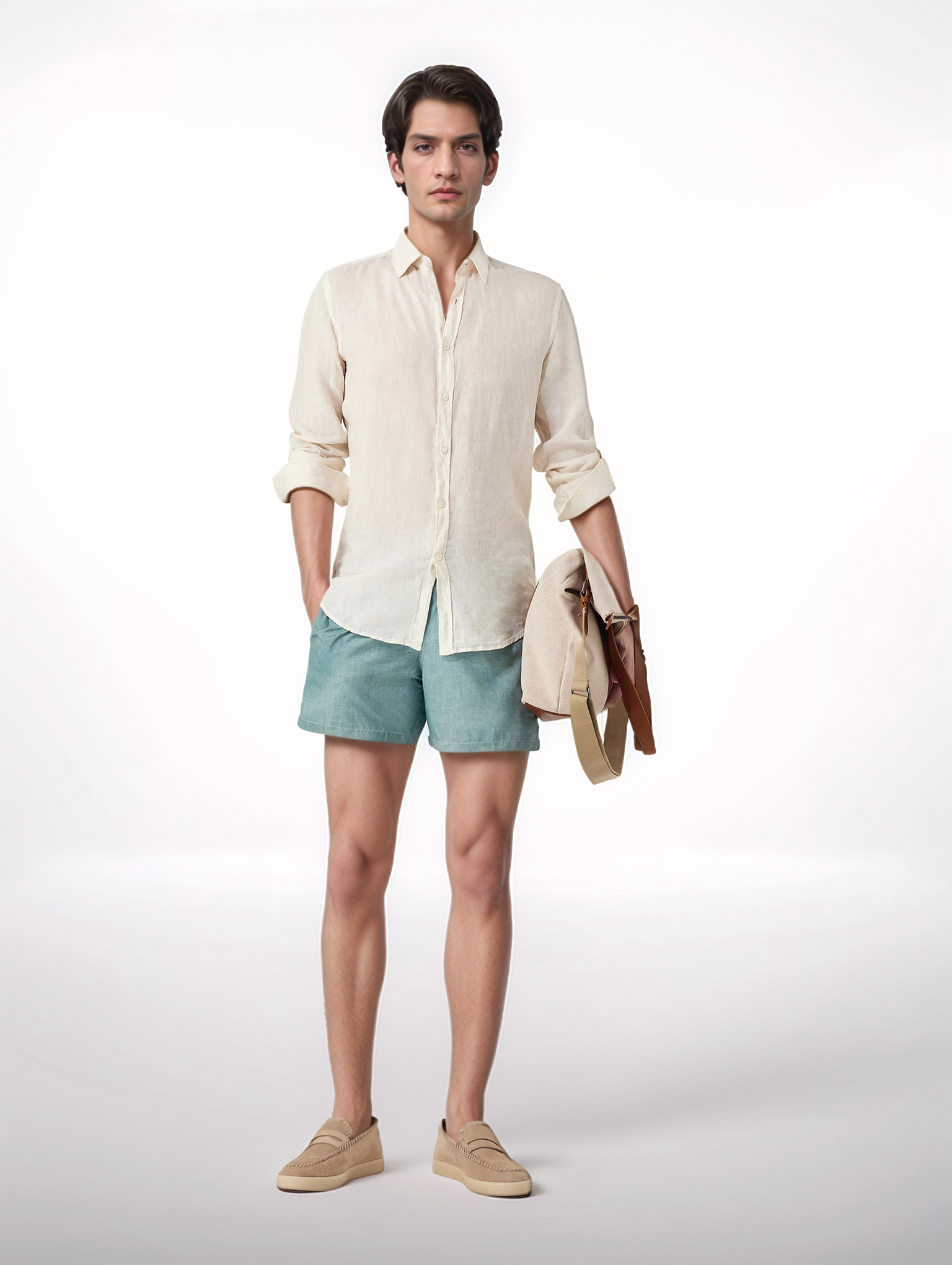 Fabric-effect swim shorts