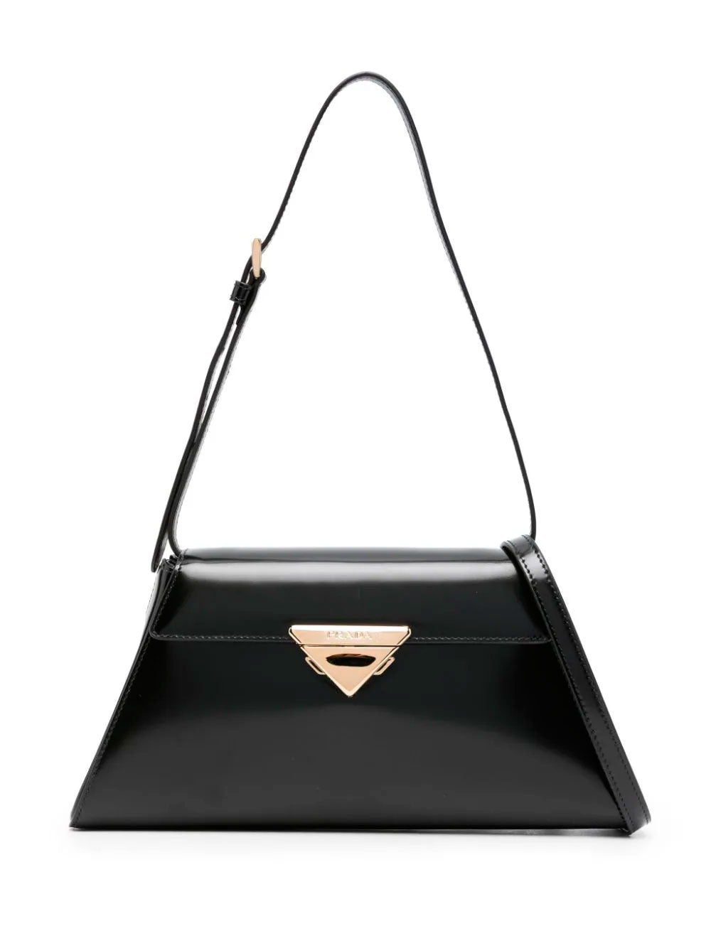 Prada clutch bag in nylon and saffiano leather with triangular logo