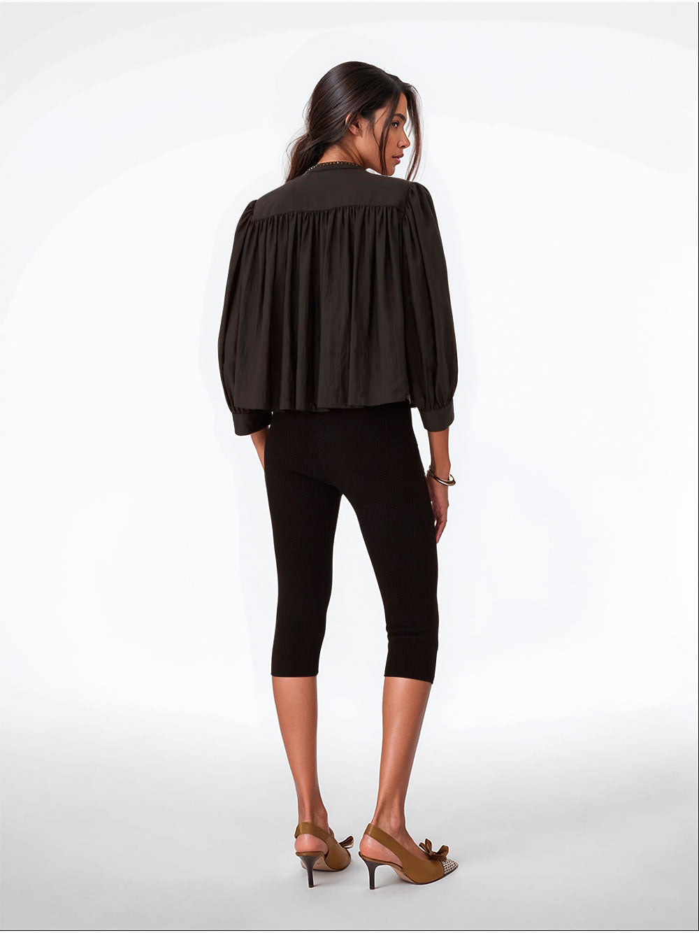 Gathered ruffle shirt