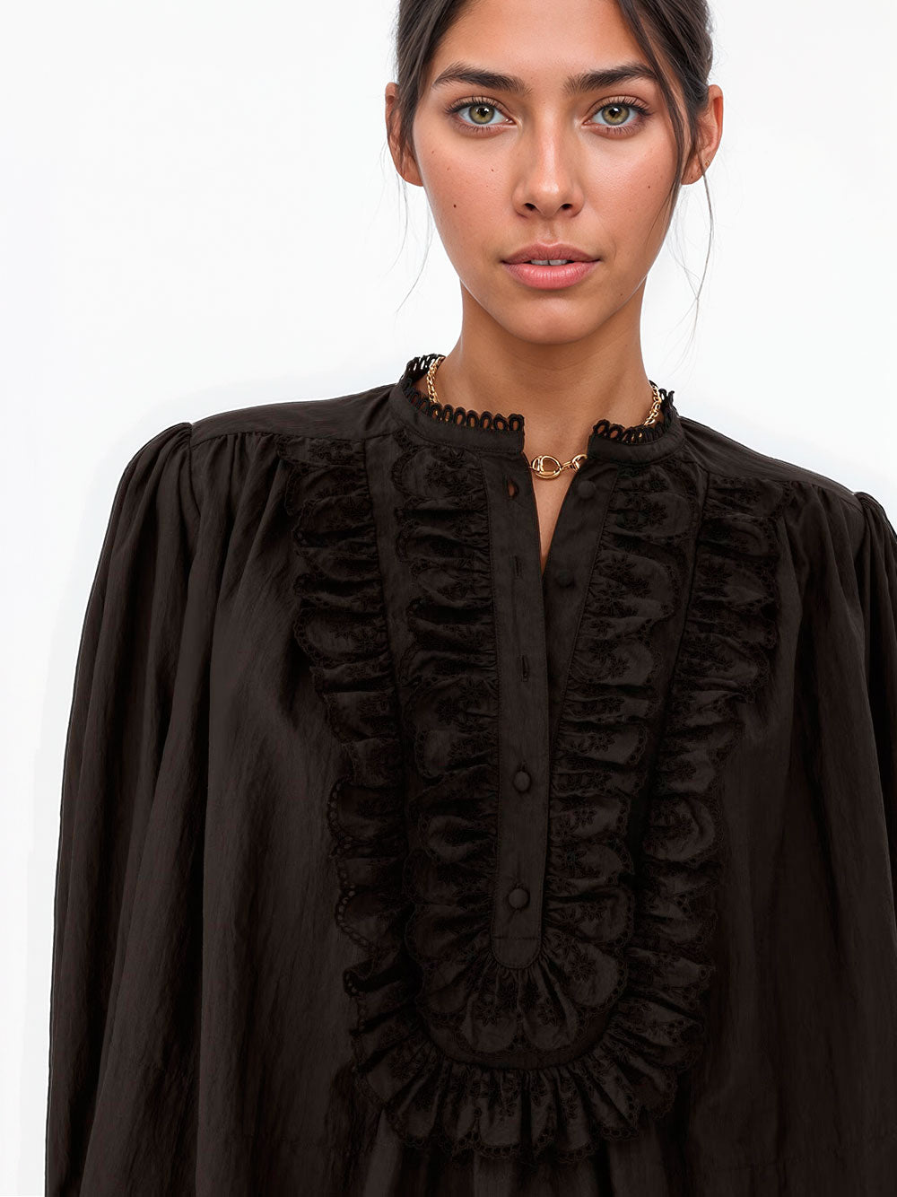 Gathered ruffle shirt