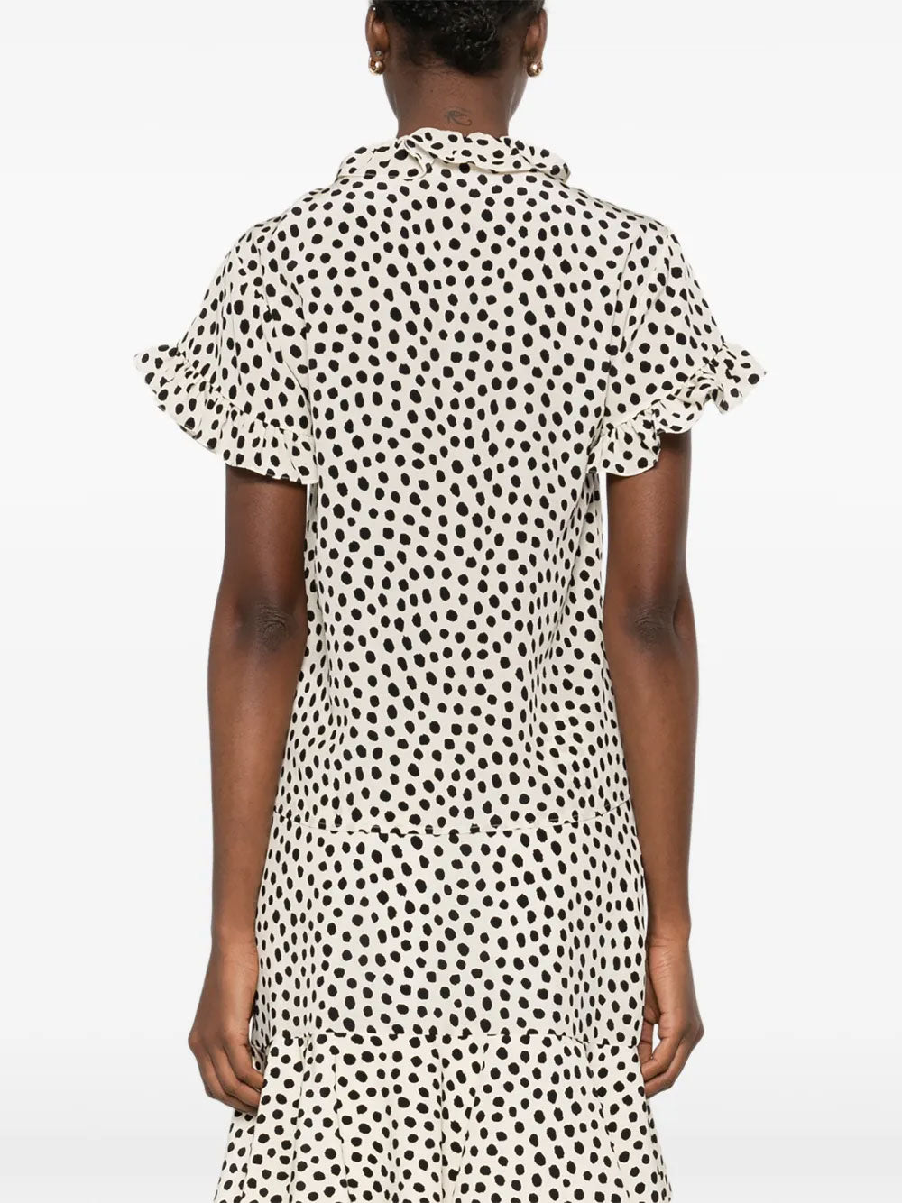 Polka-dot ruffled blouse