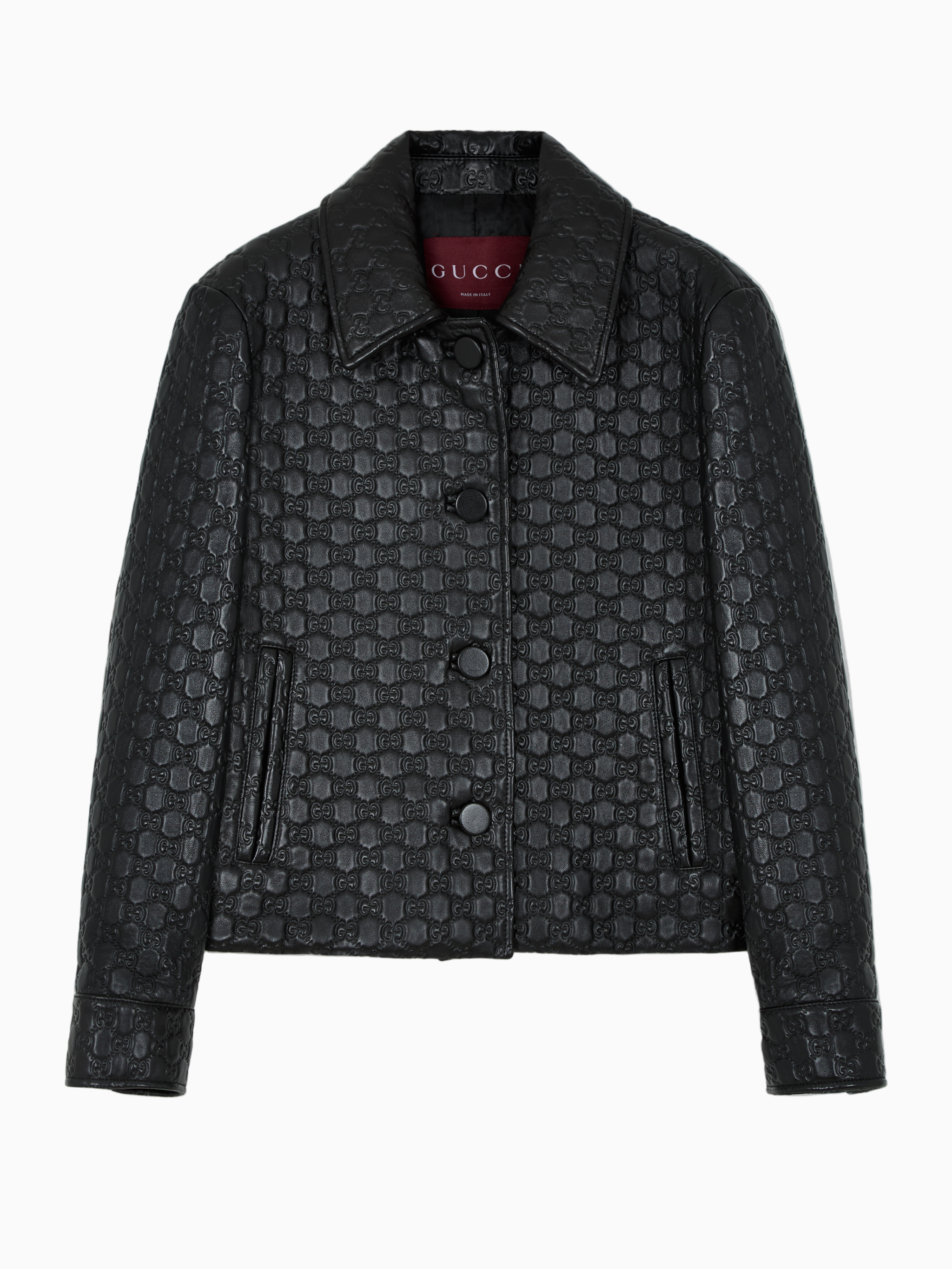 Embossed GG leather jacket