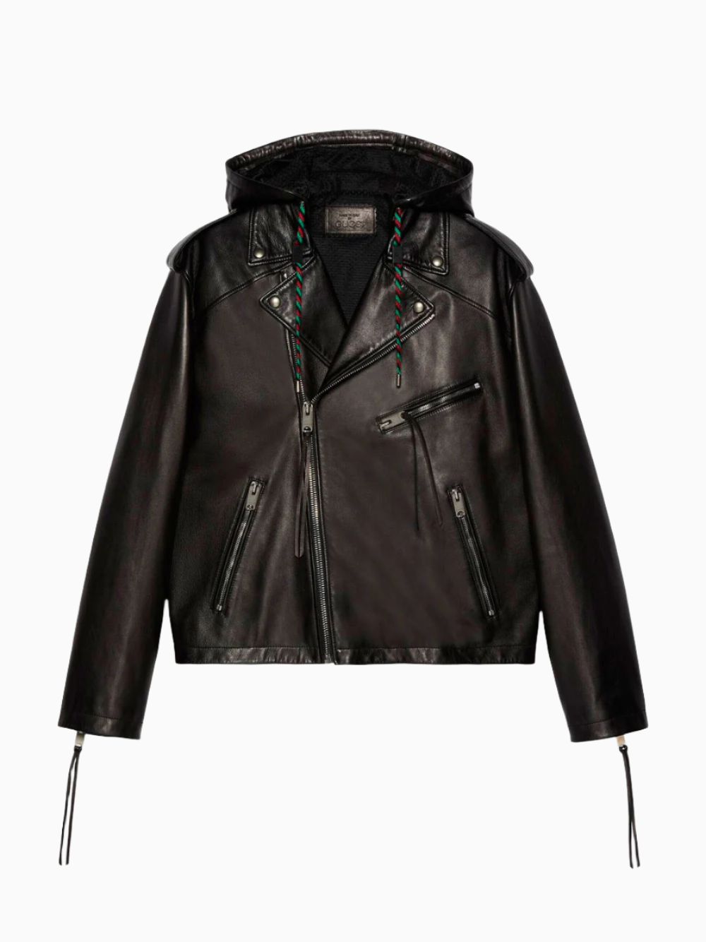 Asymmetrical zip leather jacket