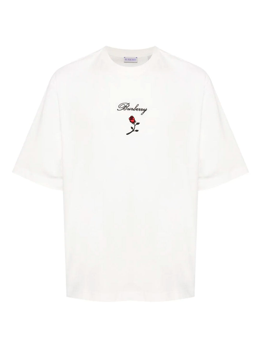 Camiseta con rosa flocada