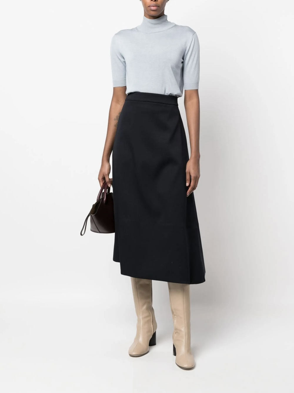 Asymmetric midi skirt
