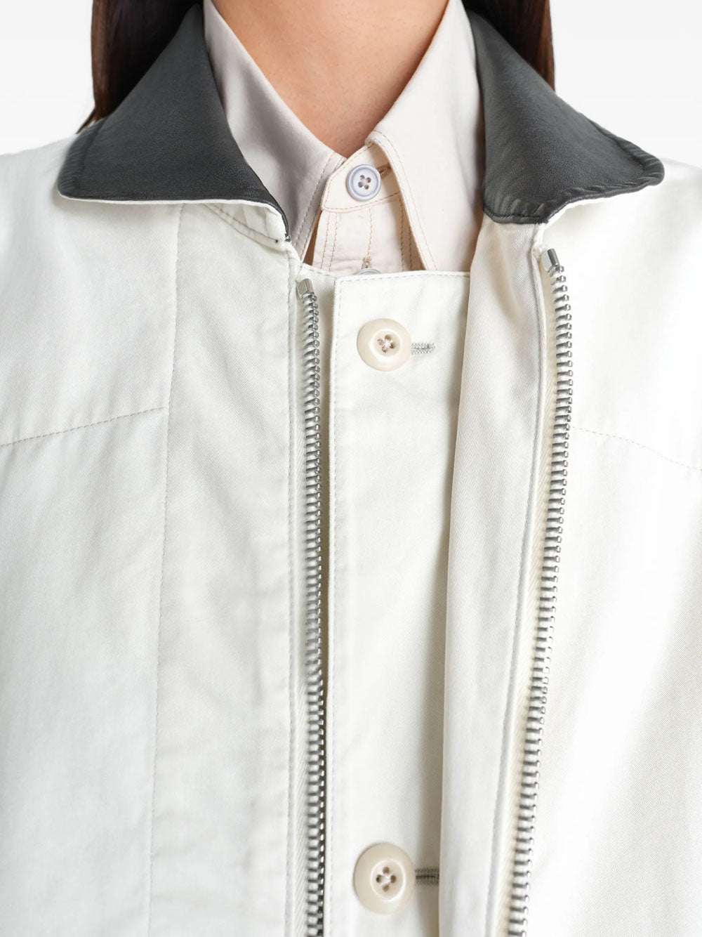 Leather collar jacket