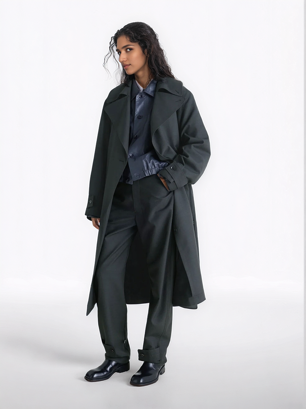 Trench de lana tropical