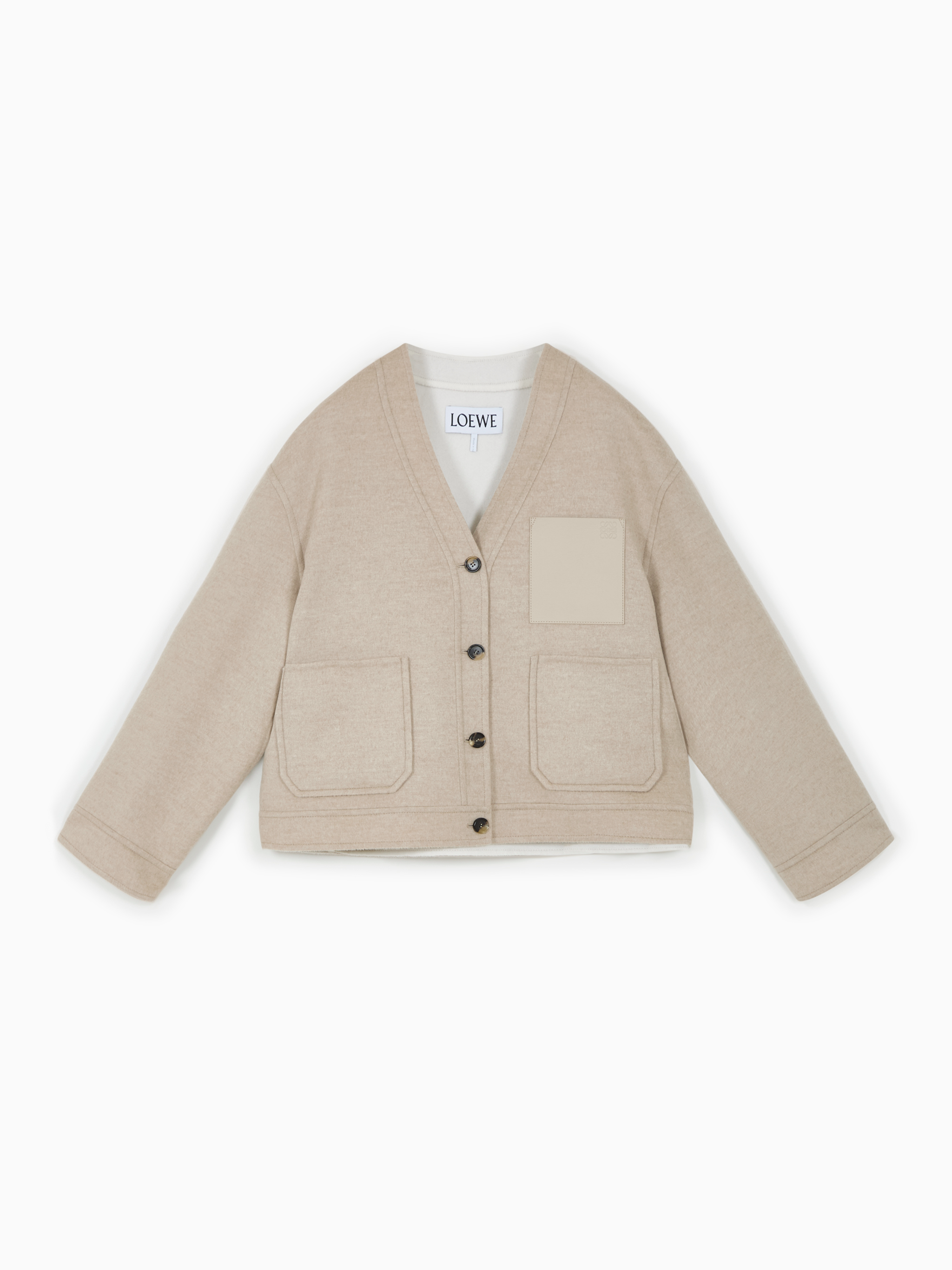 Leather-detail cardigan