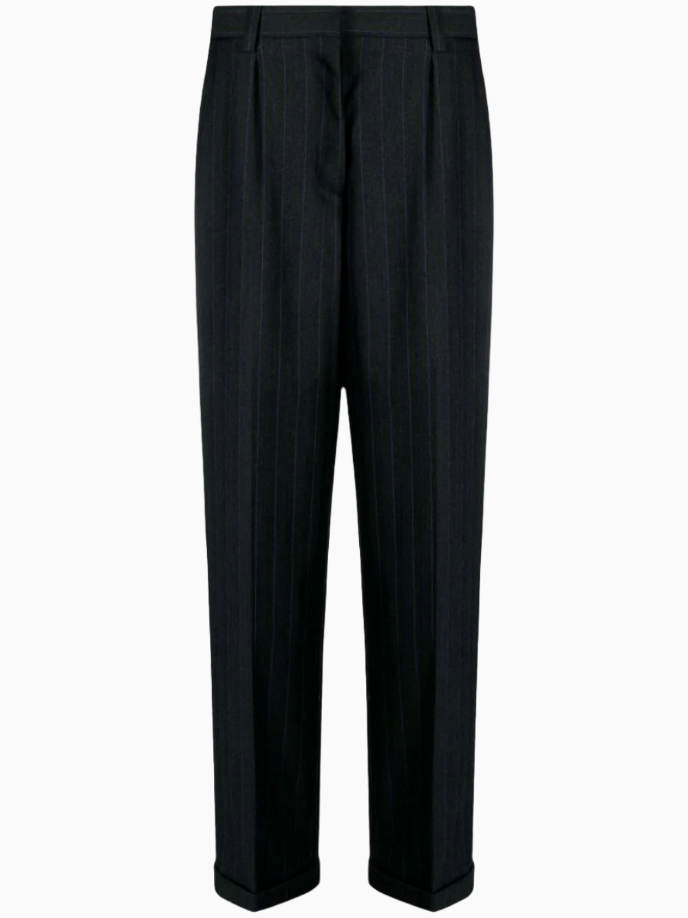 Pinstripe herringbone wool trousers