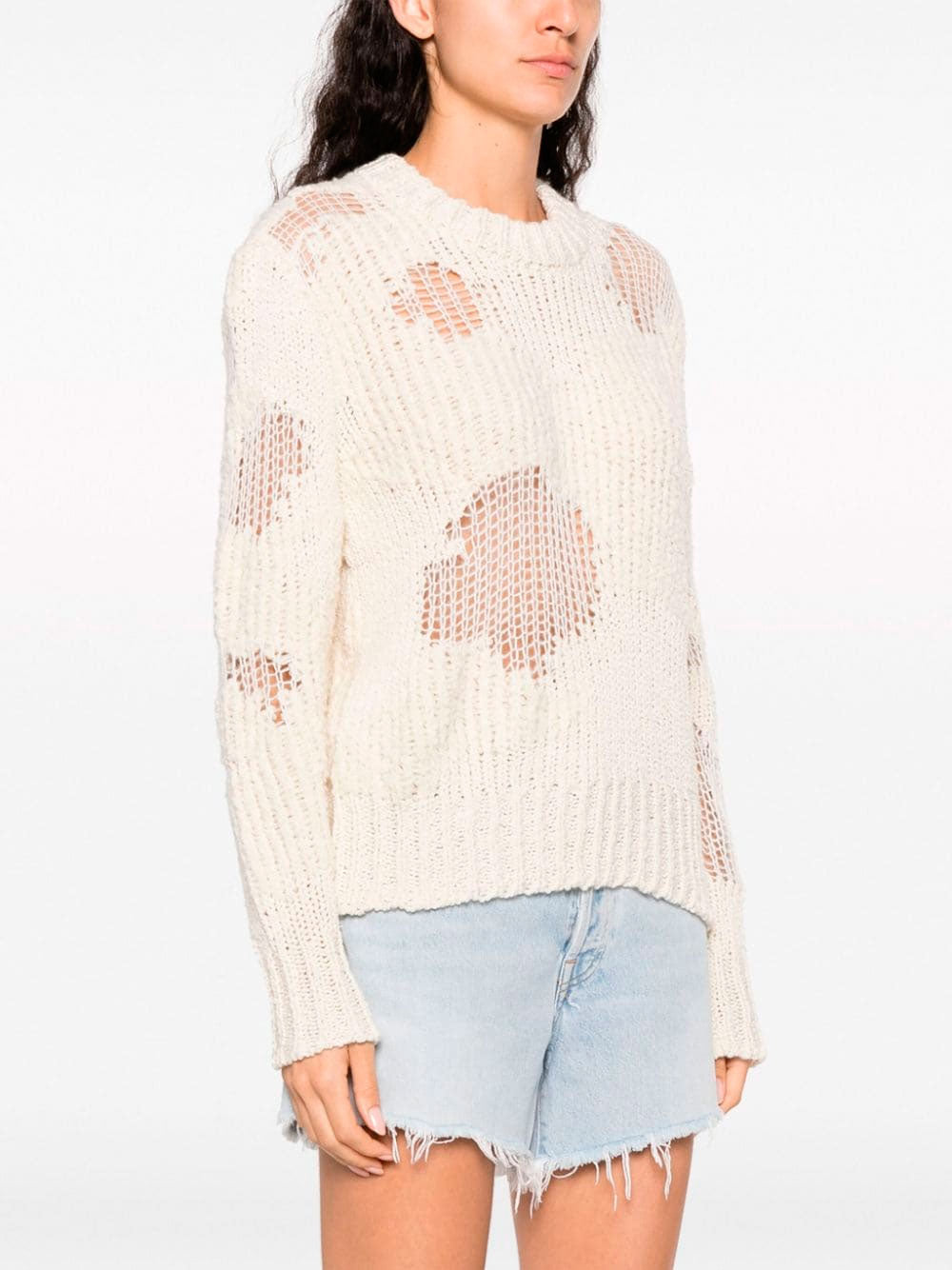 Chunky-knit distressed jumper