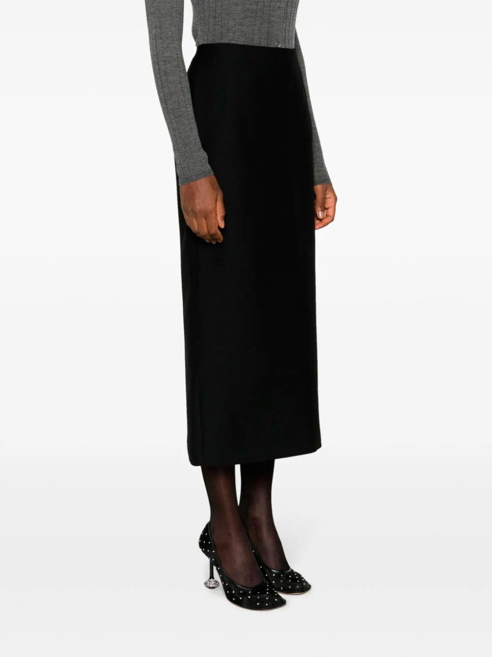 Rear-slit midi skirt