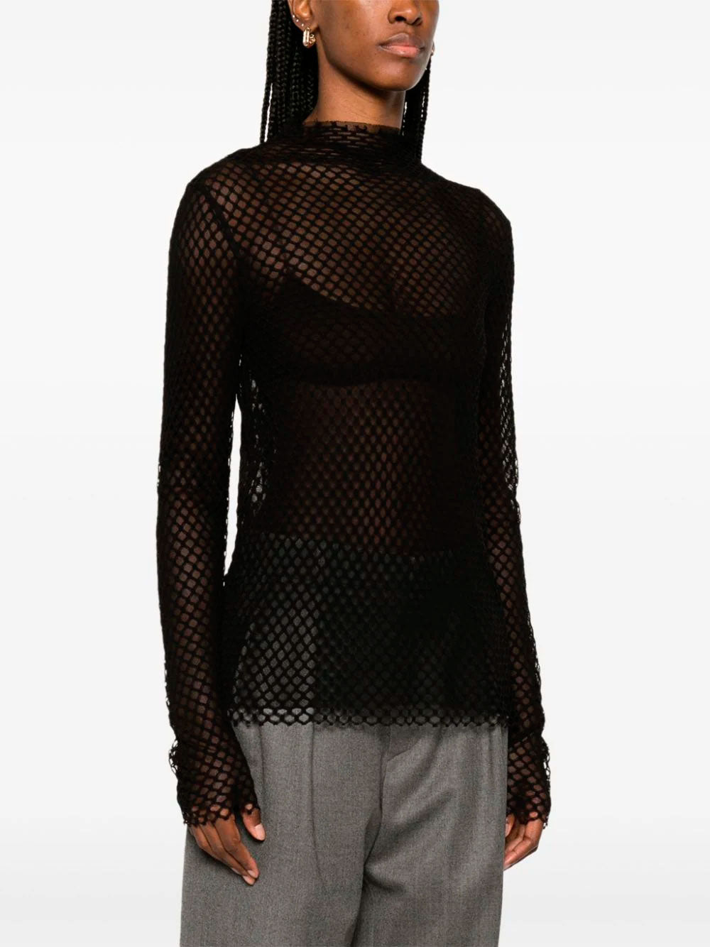 Diamond-lace sheer top