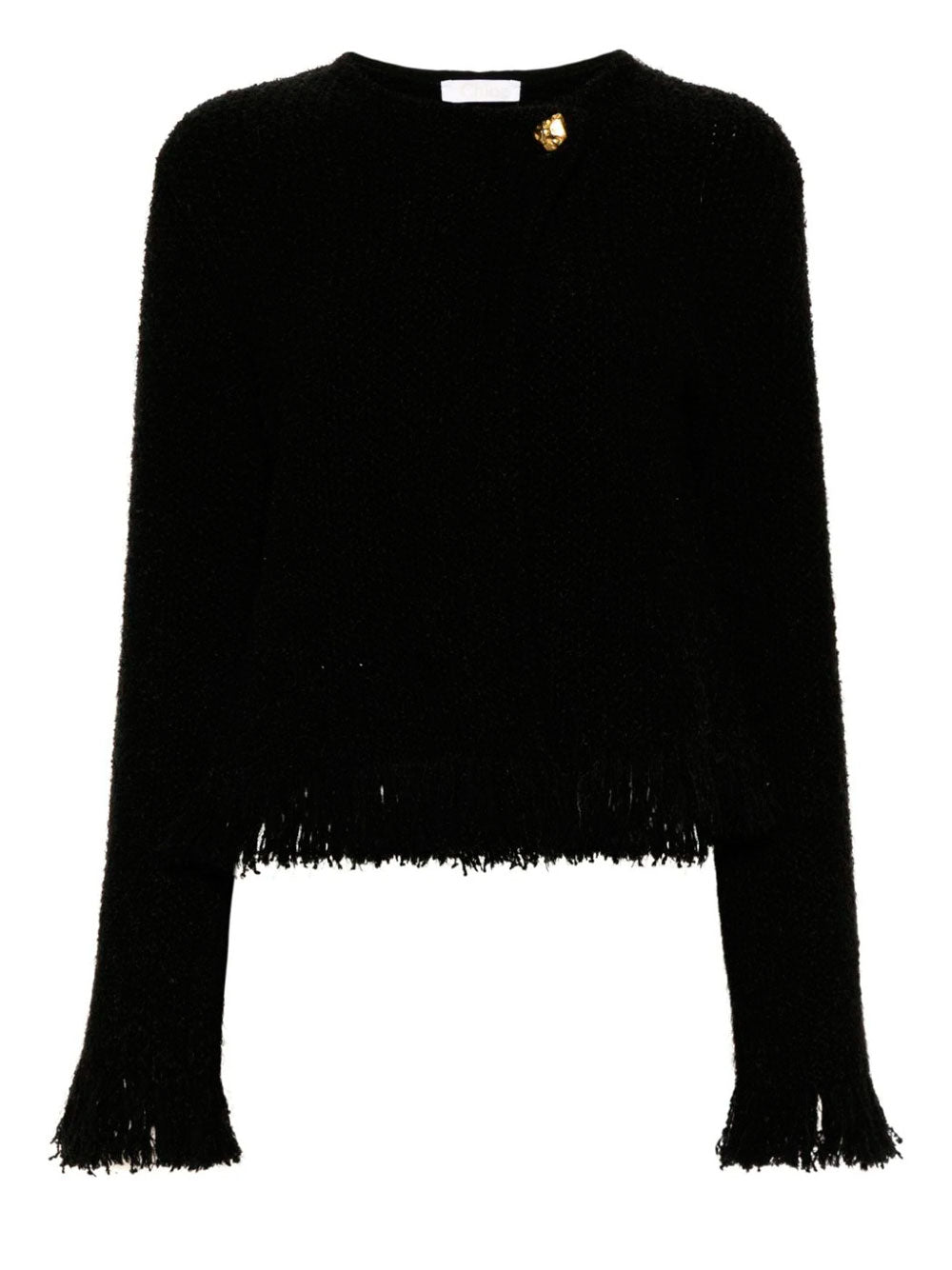 Fringed bouclé tweed jacket