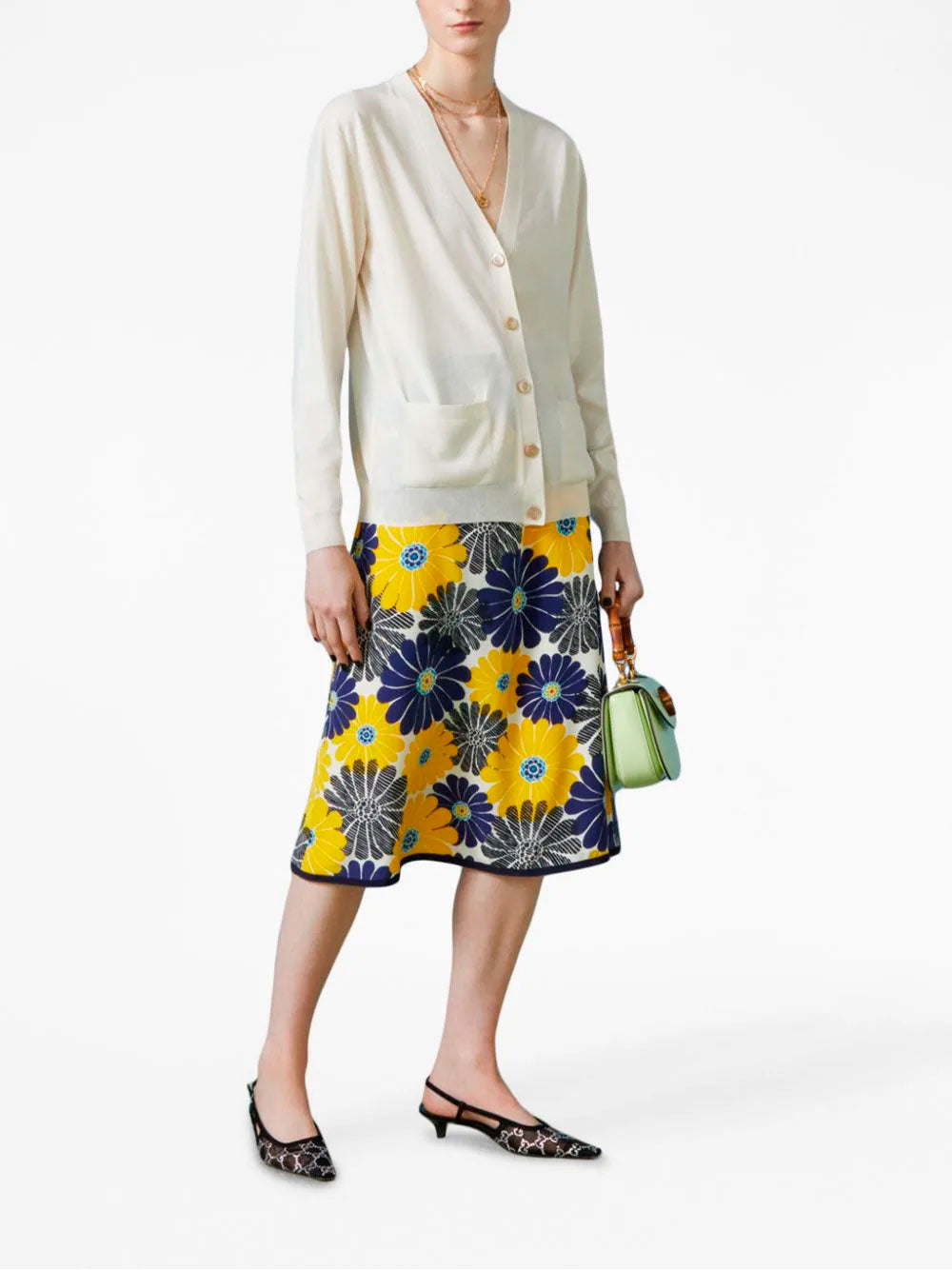 Horsebit-intarsia cardigan