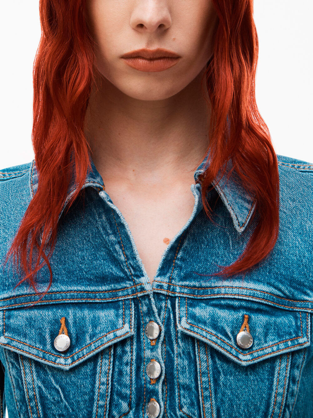 Shrunken trucker cardi in denim