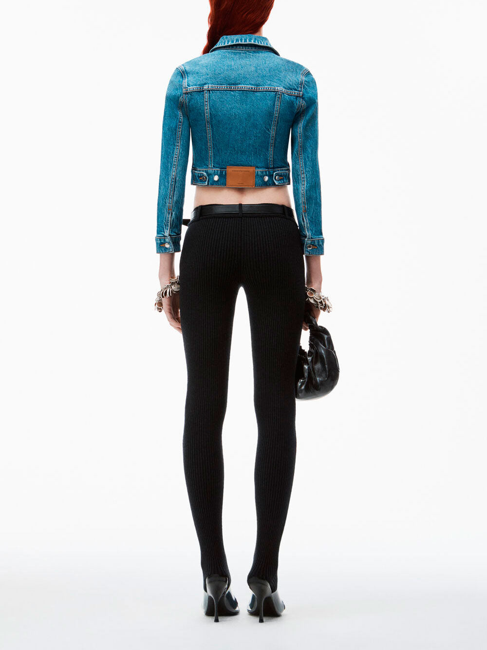 Shrunken trucker cardi in denim