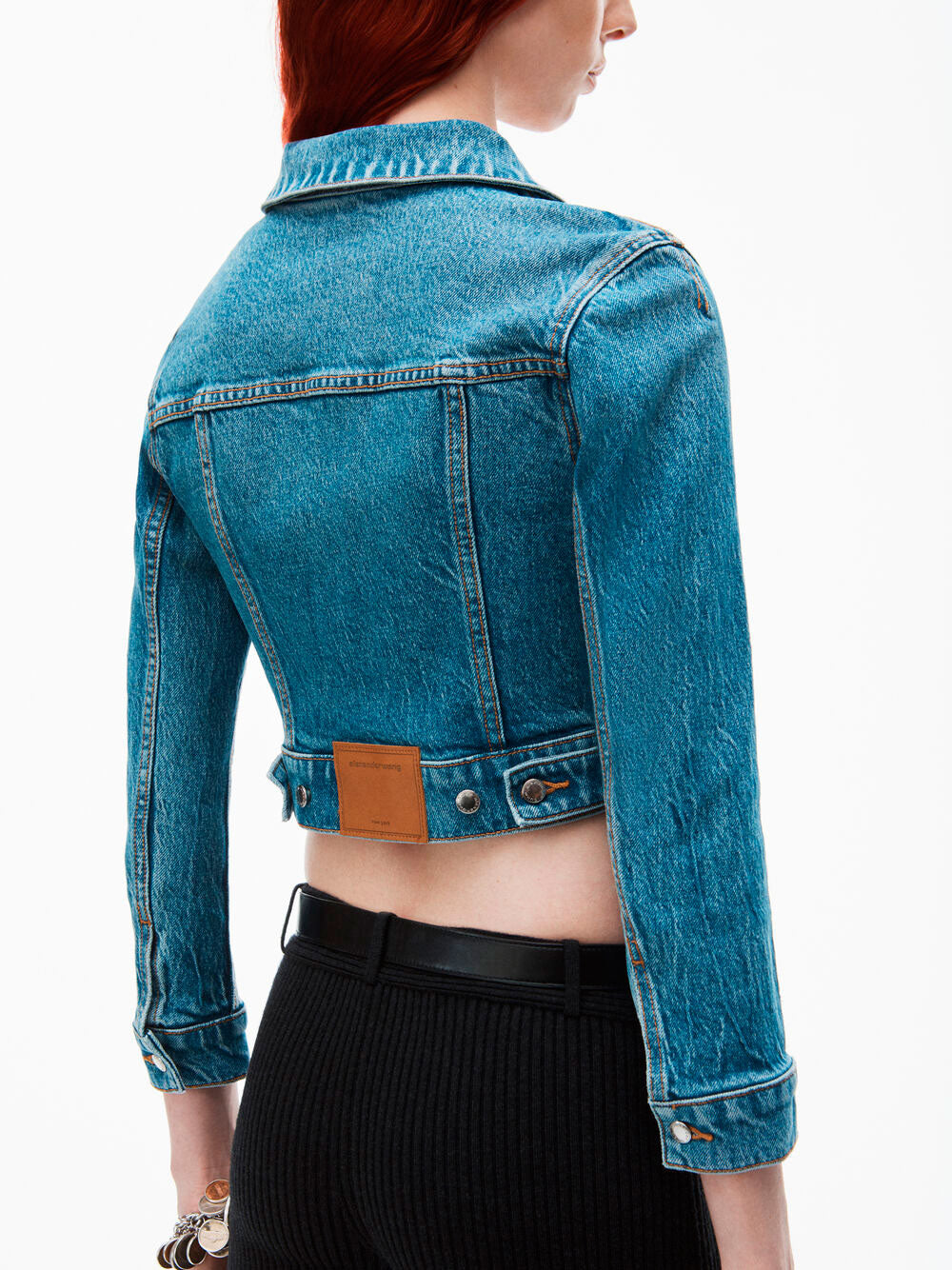 Shrunken trucker cardi in denim