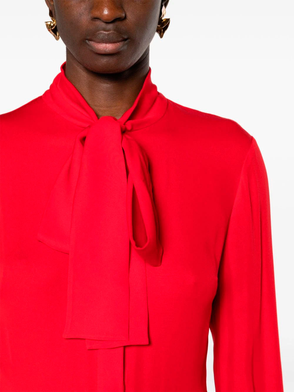 Tie-fastening silk dress