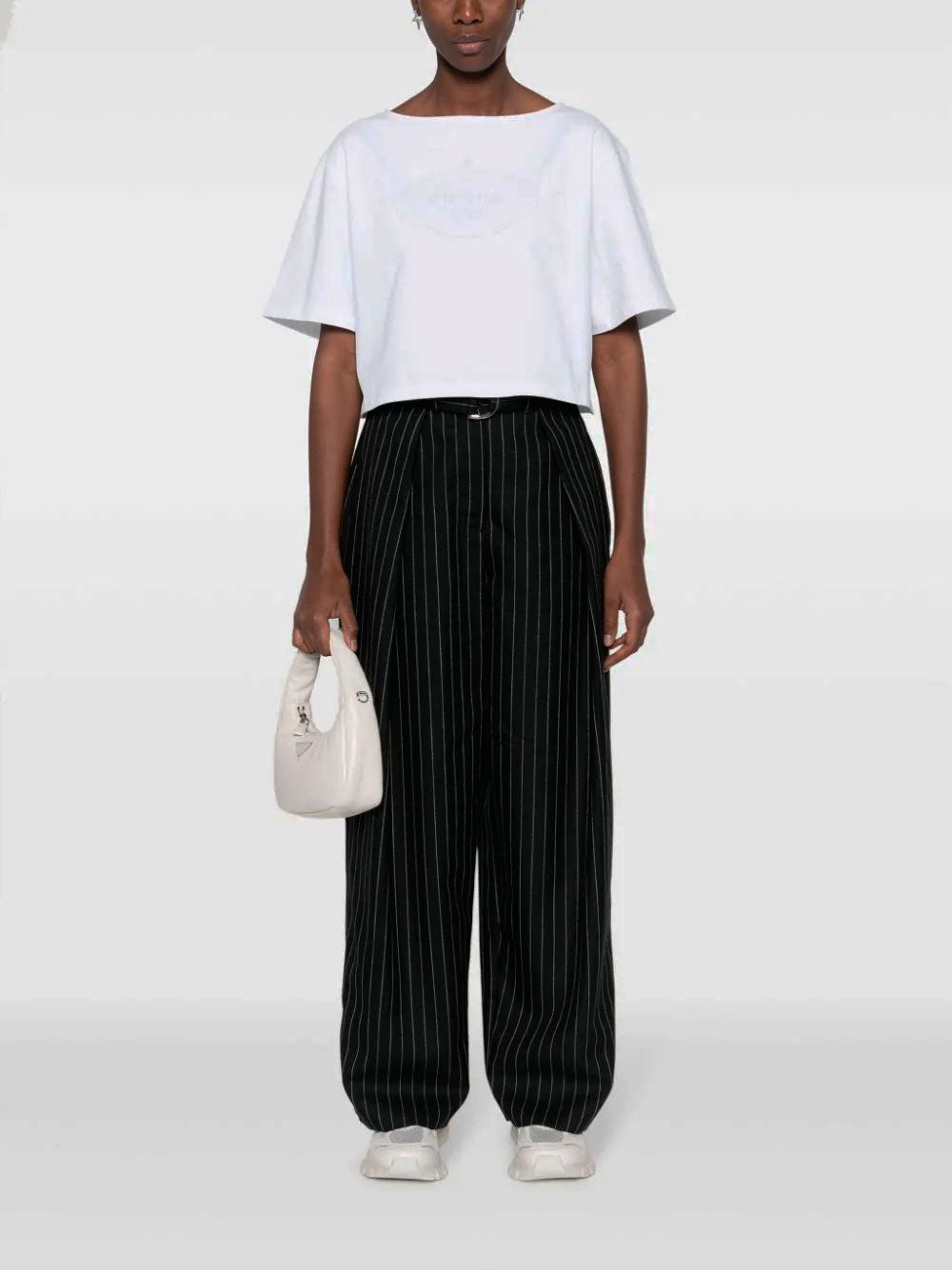 Logo-embroidered crop top