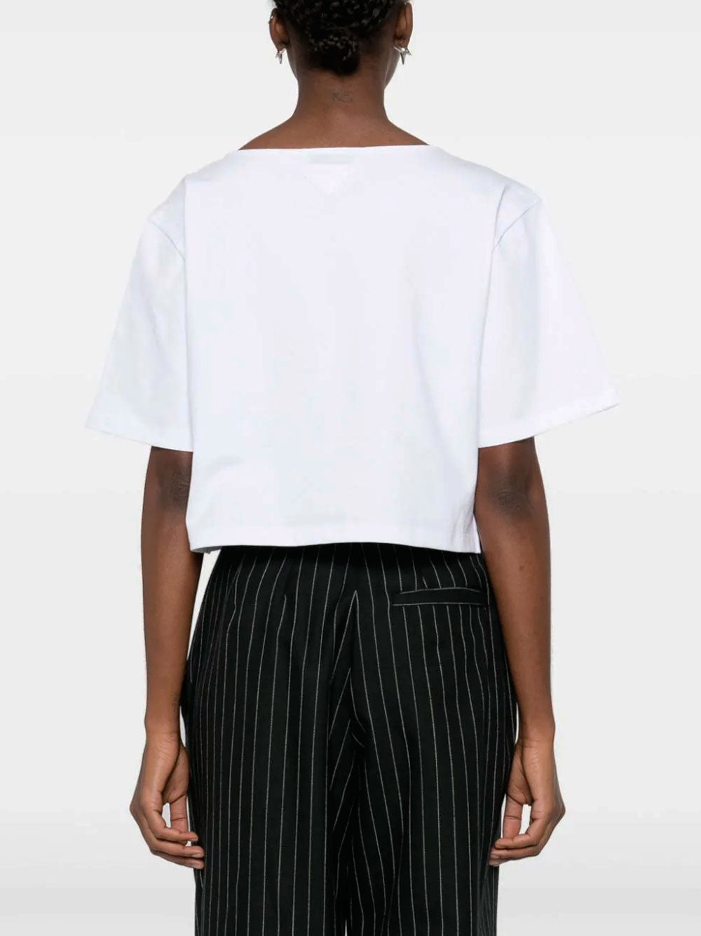 Logo-embroidered crop top