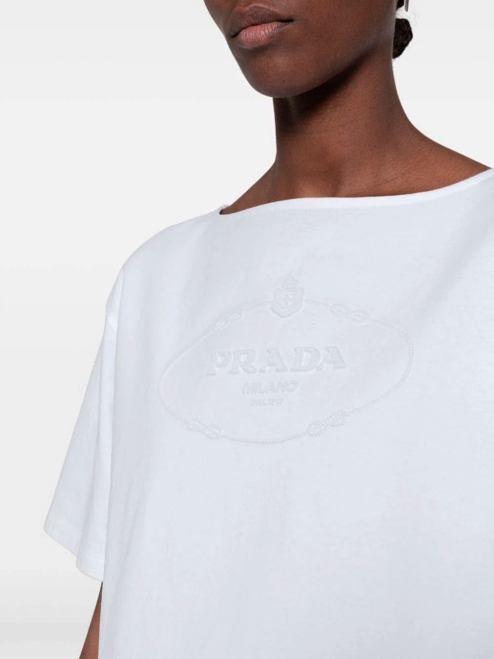 Logo-embroidered crop top