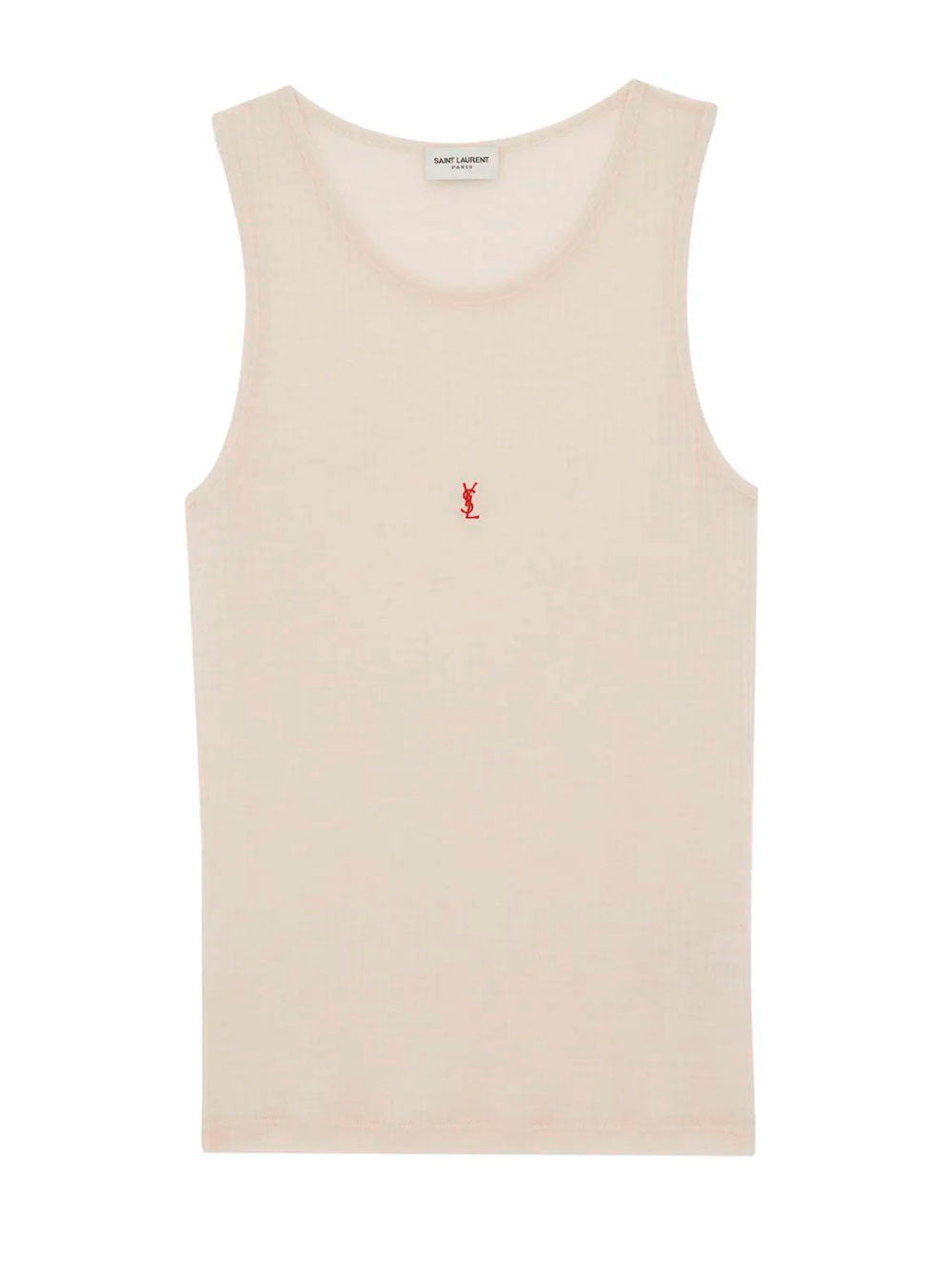 Logo-embroidered wool tank top