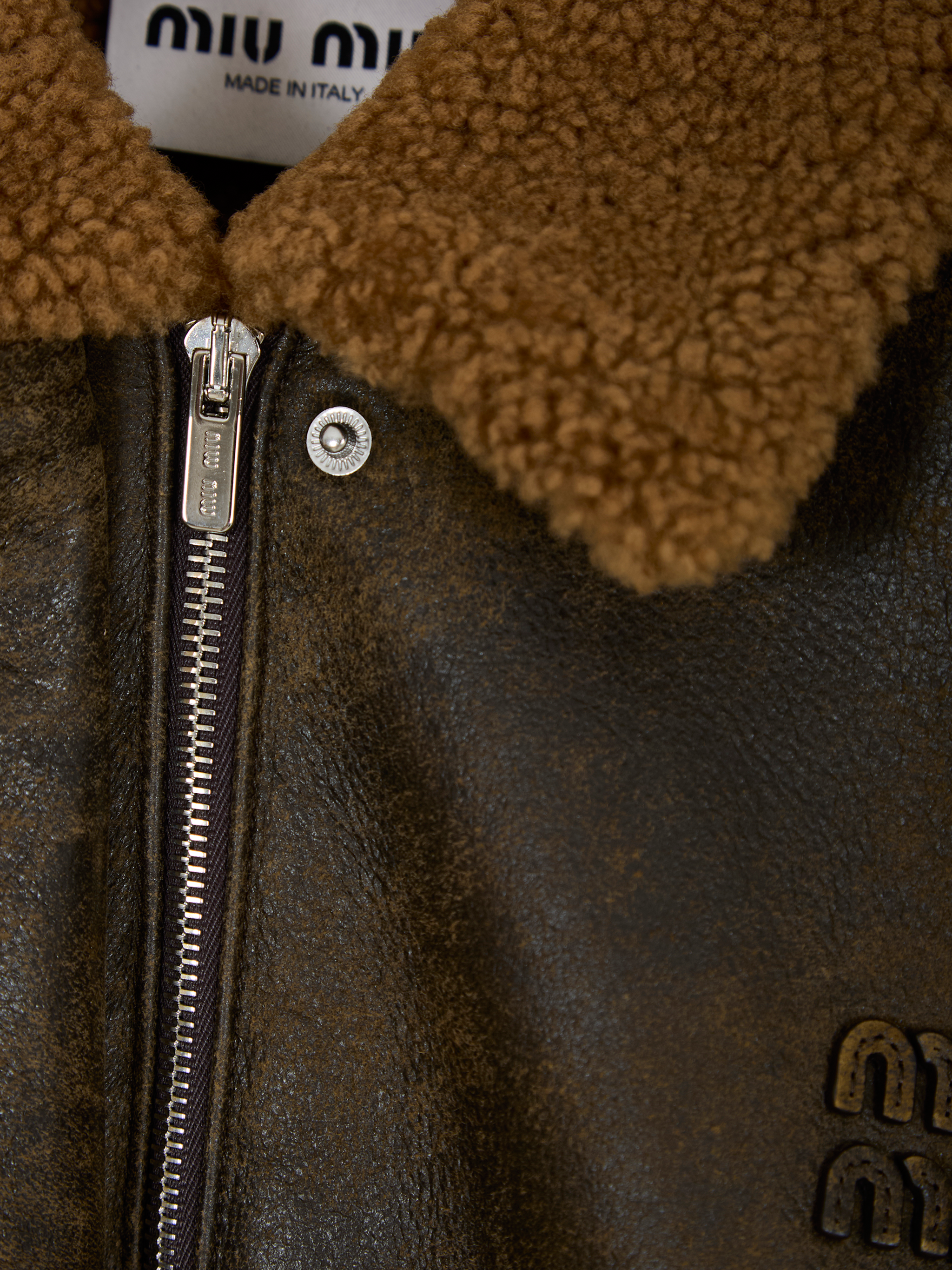 Leather bomber jacket