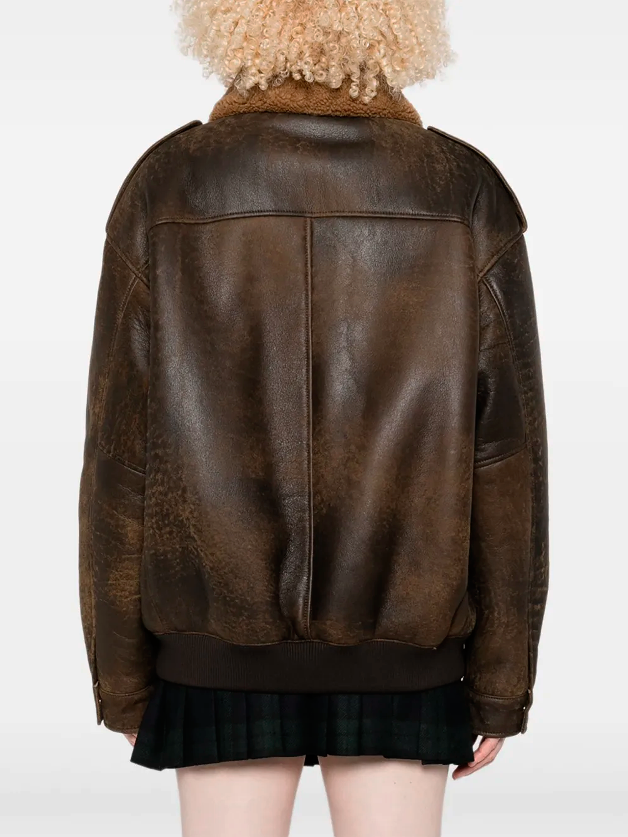 Leather bomber jacket