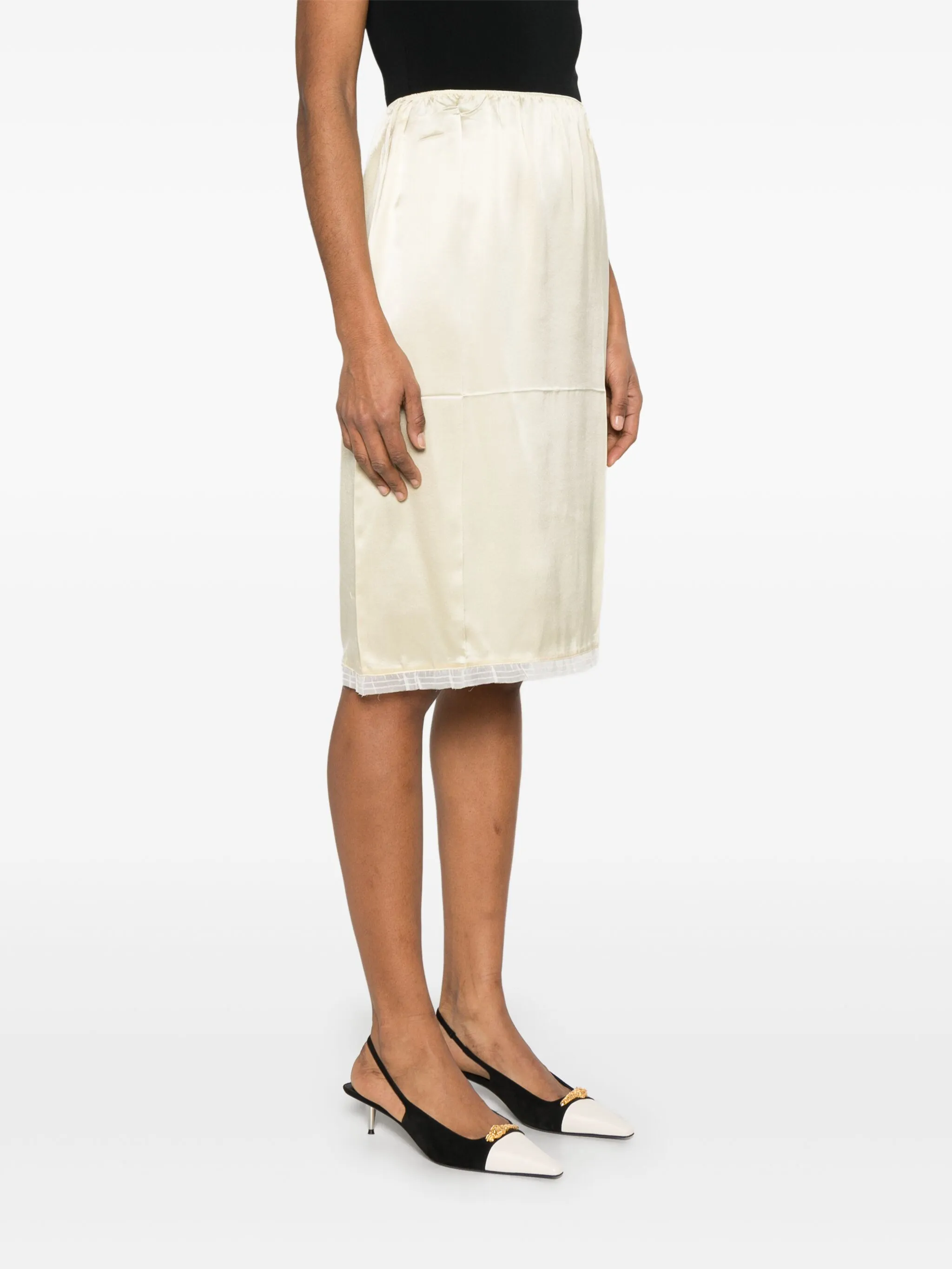 Crepe satin flared skirt