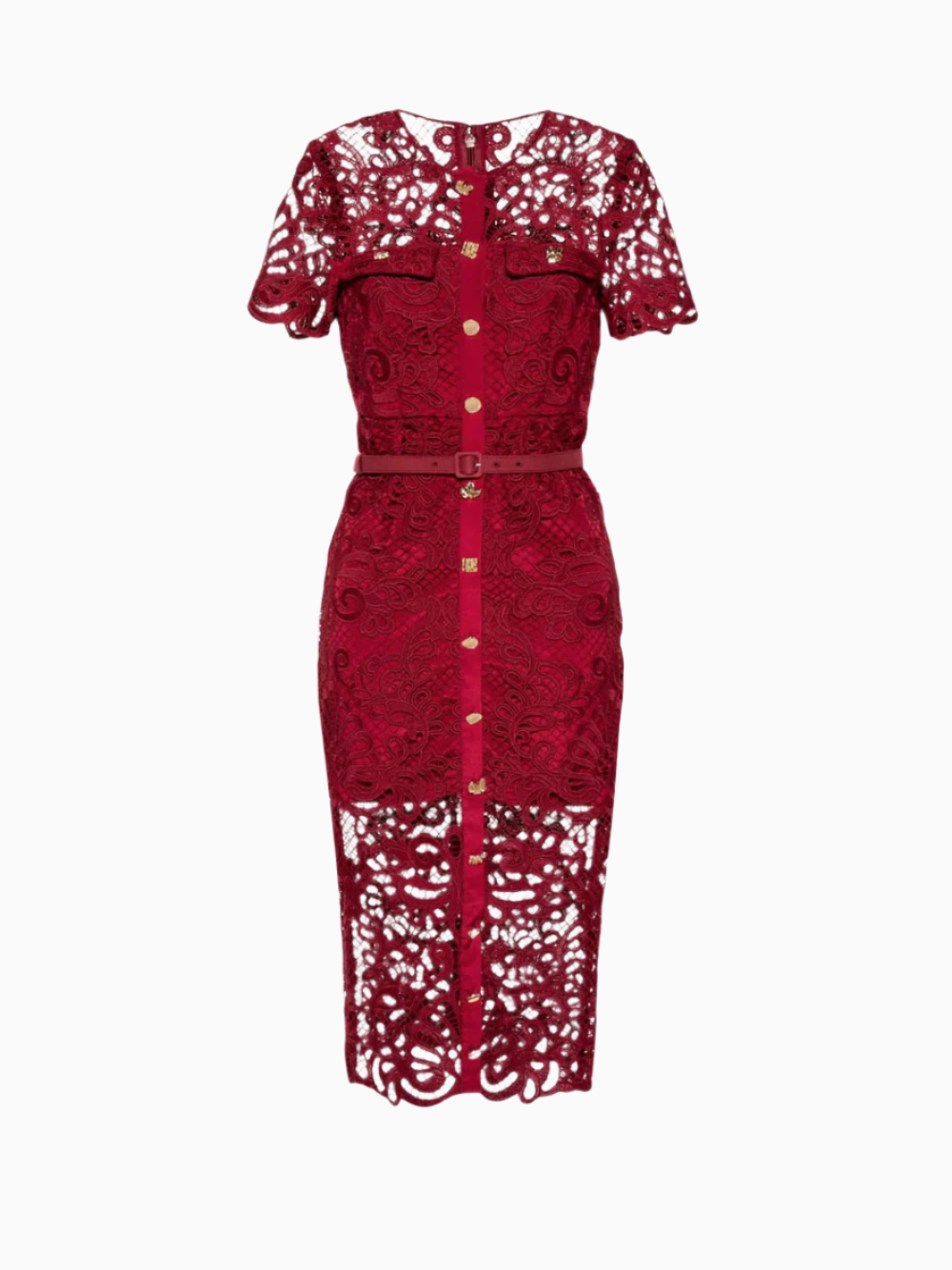 Self-Portrait 上品 Red Bandeau Lace ミディドレス Self-portrait Red