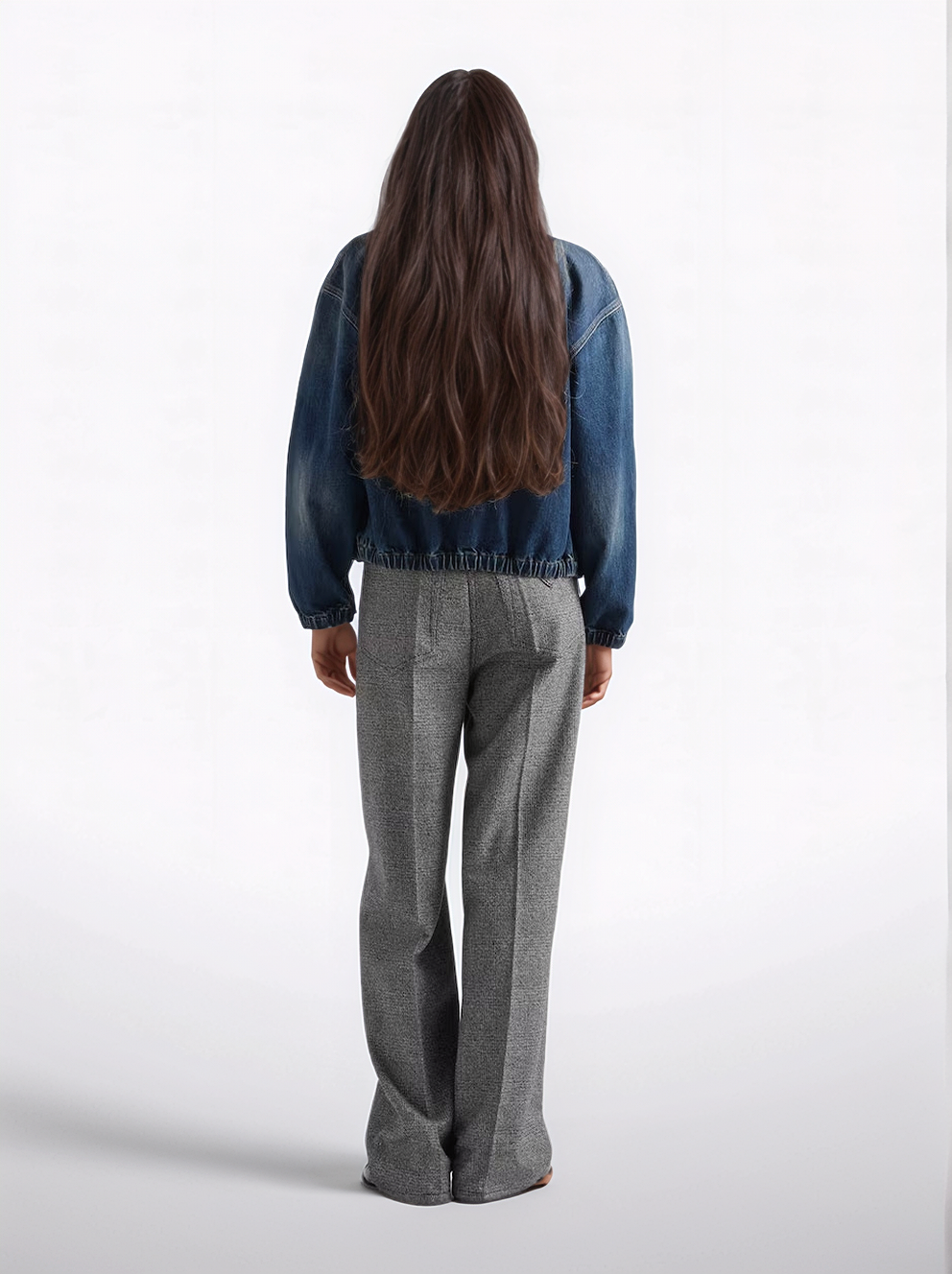 Washed denim blouson jacket