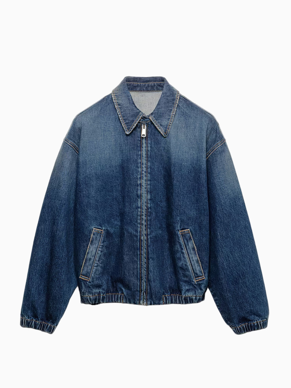 Washed denim blouson jacket