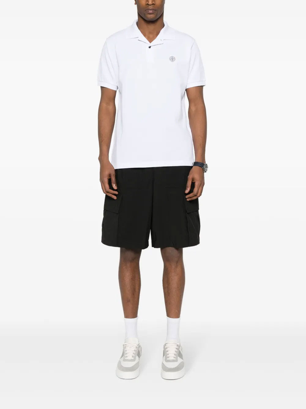 Compass-patch polo shirt