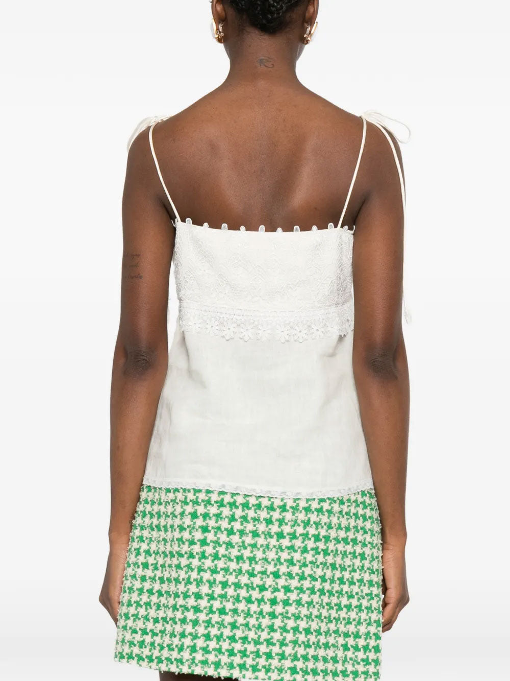 Top con ribete de encaje