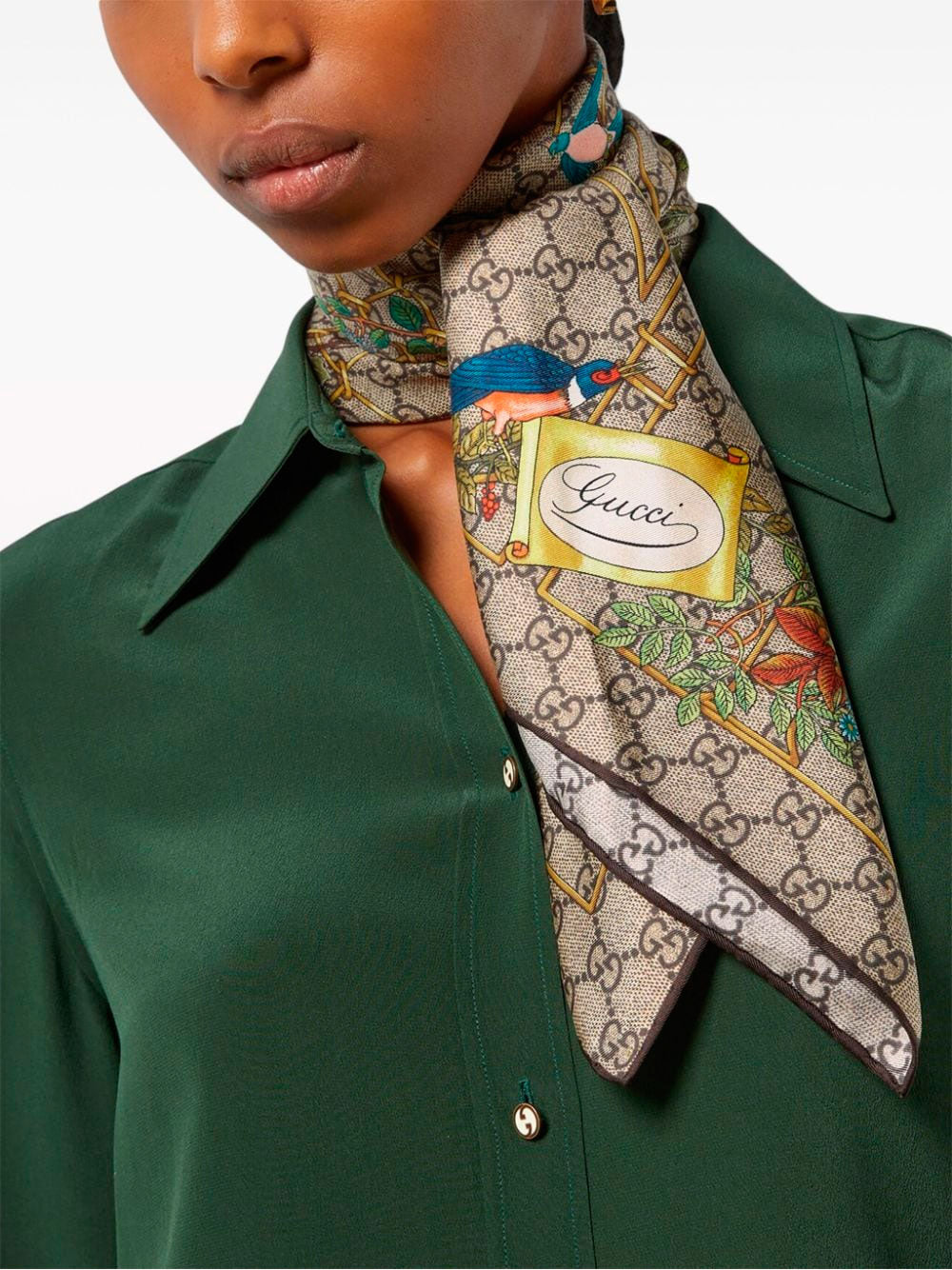 Animal floral-print scarf