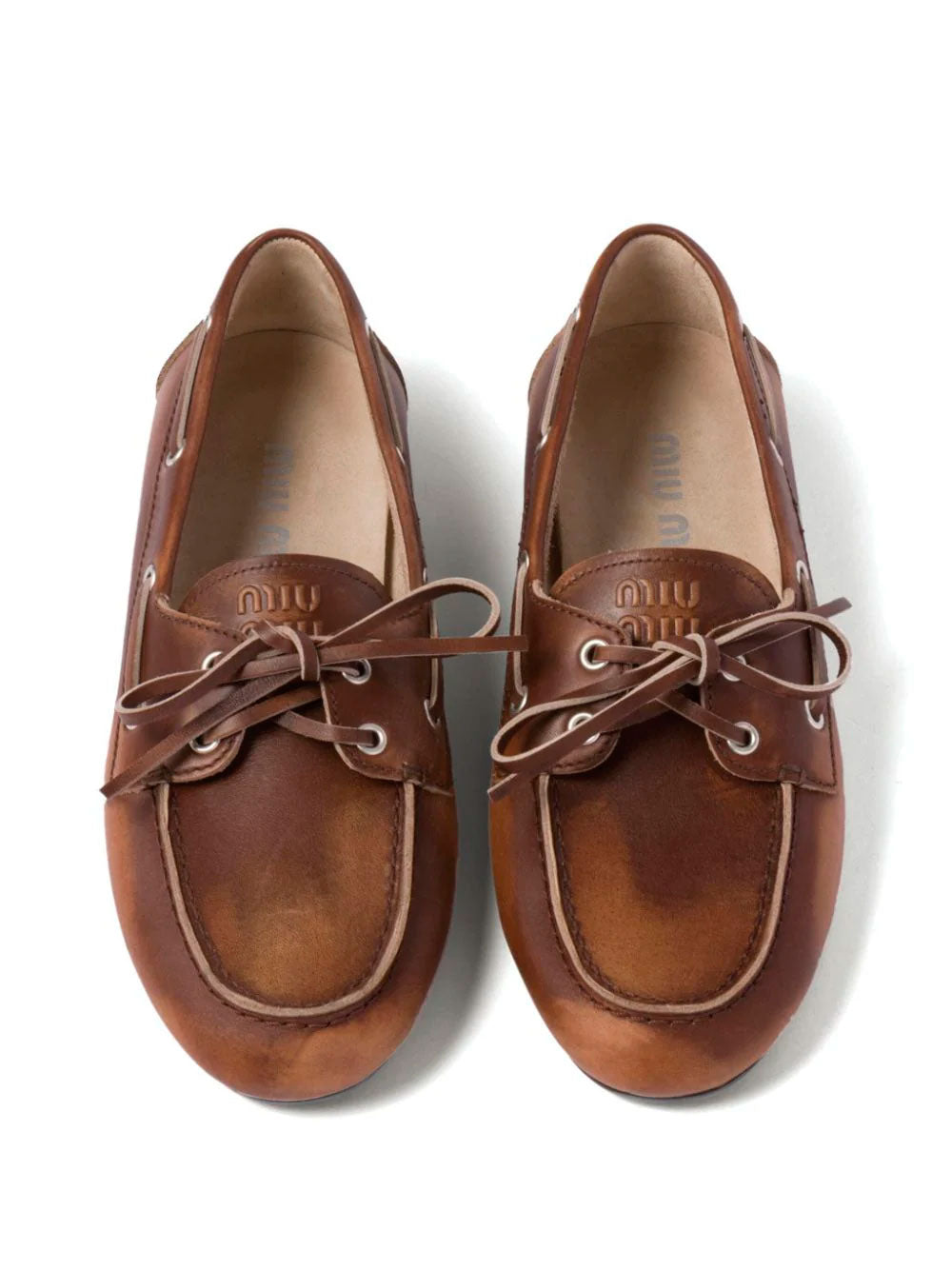 Bleached leather loafers