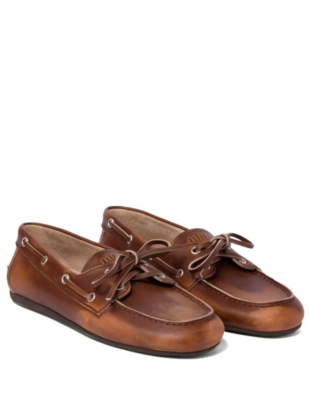 Bleached leather loafers