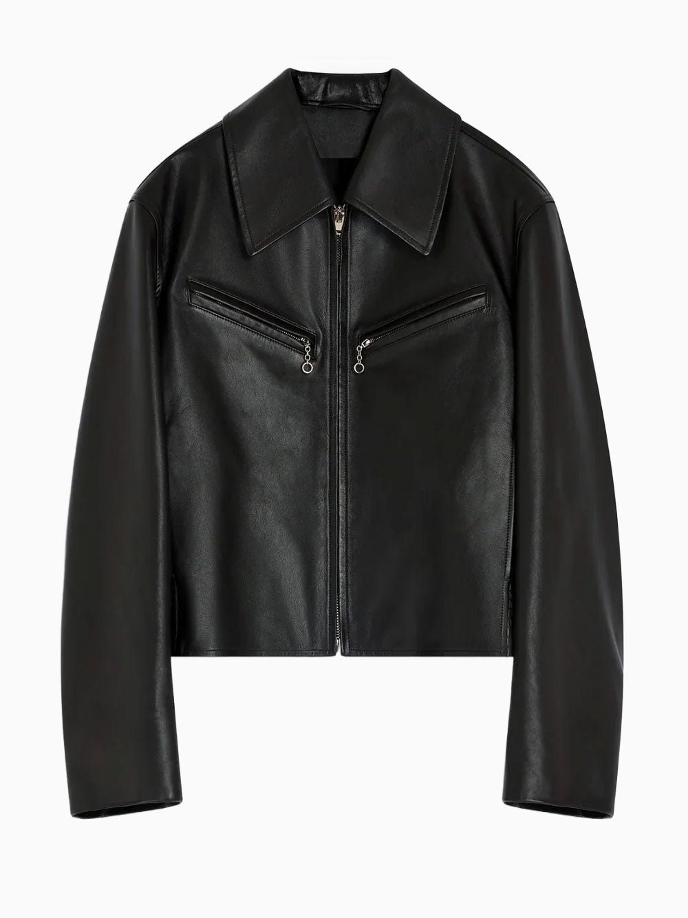 Boxy leather jacket